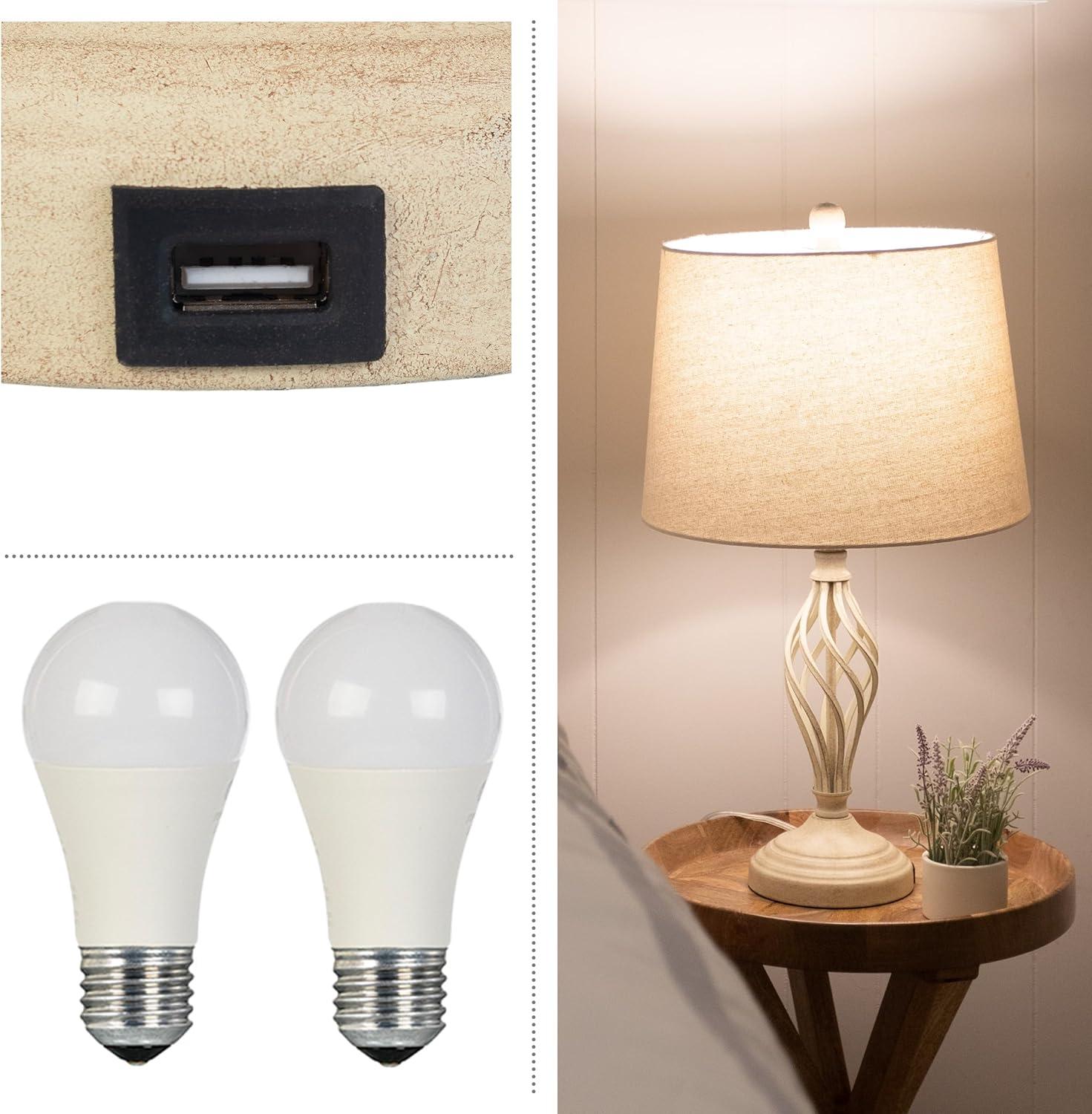 imageLavish Home Set of 2 Table Lamps Modern Lamps with USB Charging Ports and LED Bulbs for Living Room Office or Bedroom Decor BlackSand