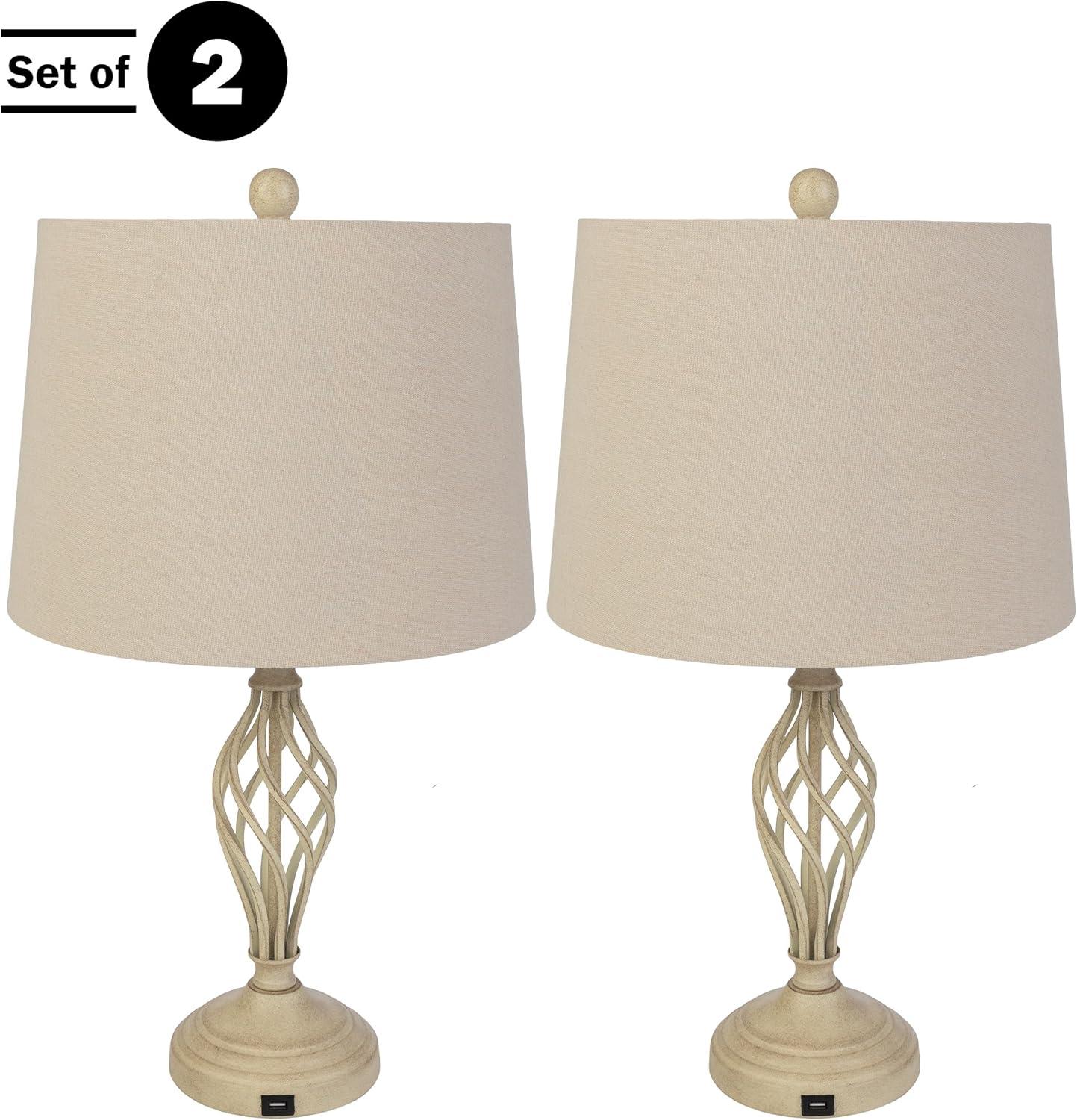 imageLavish Home Set of 2 Table Lamps Modern Lamps with USB Charging Ports and LED Bulbs for Living Room Office or Bedroom Decor BlackSand