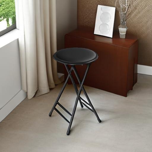 imageLavish Home Set of 4 Counter Height Bar Stools 24Inch Backless Folding Chairs with 225lb Capacity for Kitchen Rec Room or Game Room PinkBlack