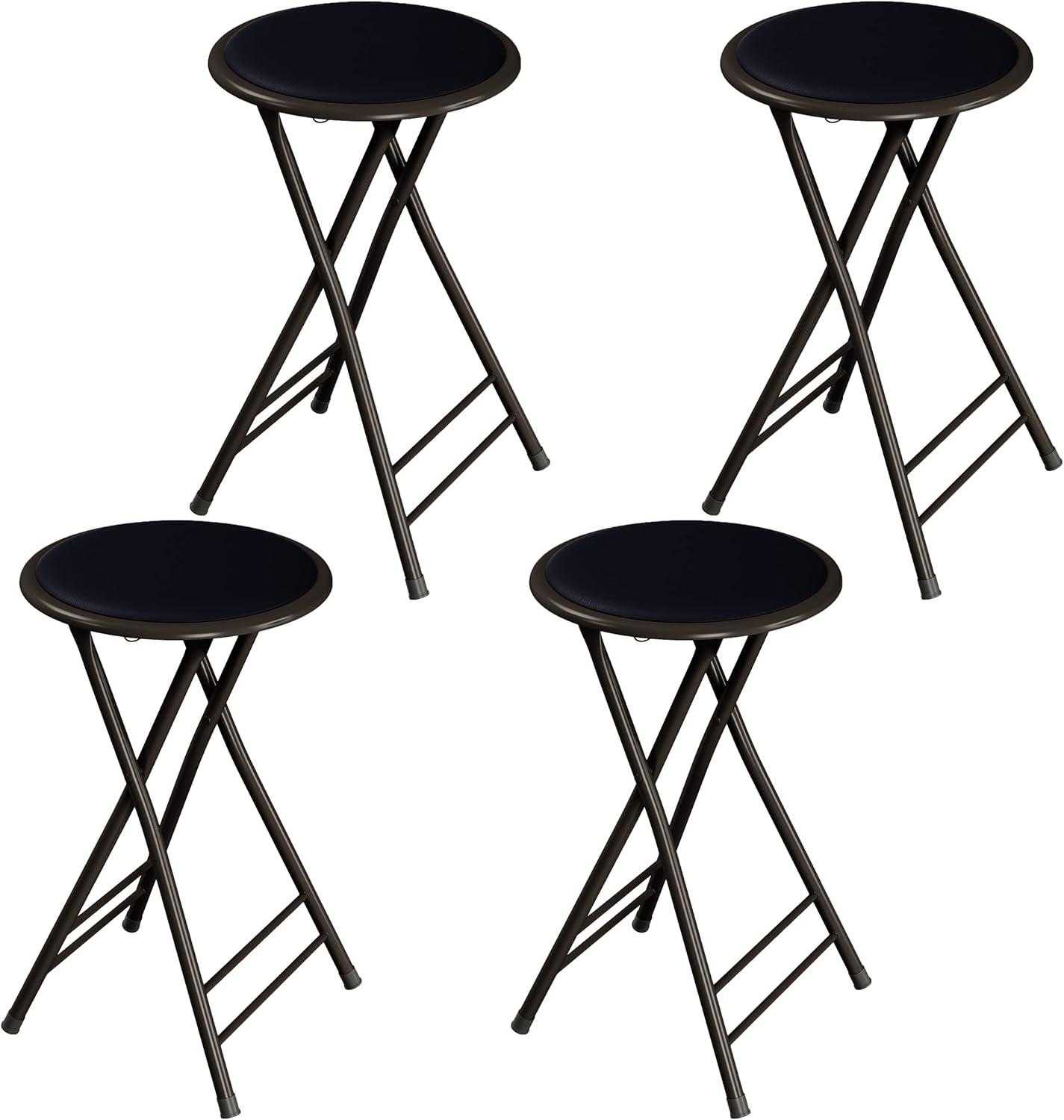 imageLavish Home Set of 4 Counter Height Bar Stools 24Inch Backless Folding Chairs with 225lb Capacity for Kitchen Rec Room or Game Room PinkBlack