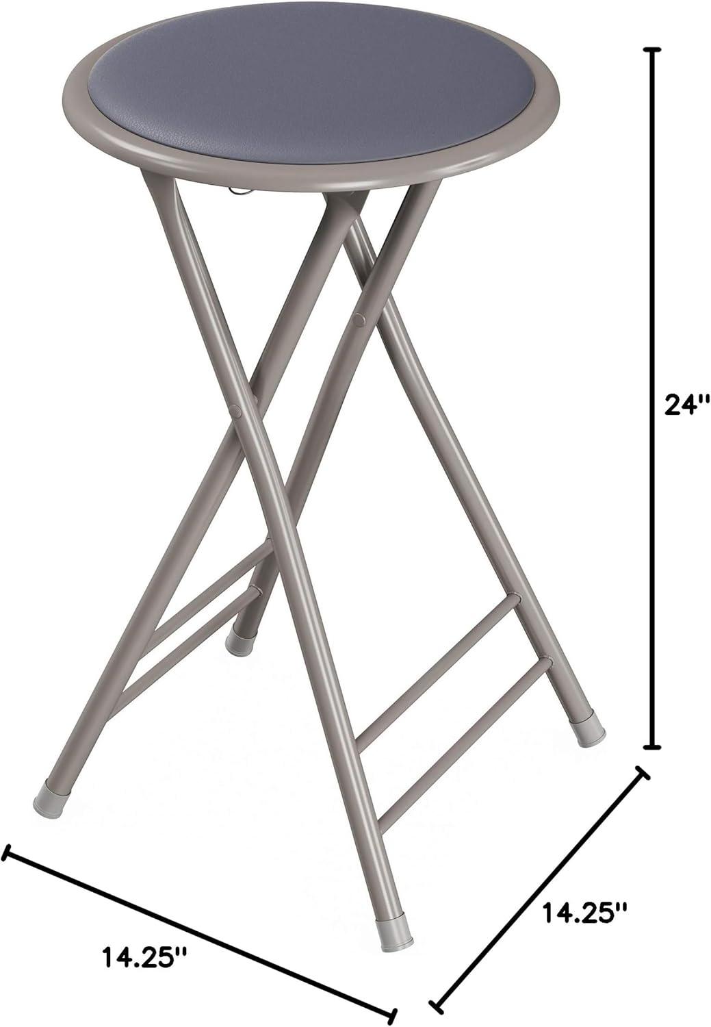 imageLavish Home Set of 4 Counter Height Bar Stools 24Inch Backless Folding Chairs with 225lb Capacity for Kitchen Rec Room or Game Room PinkGrey