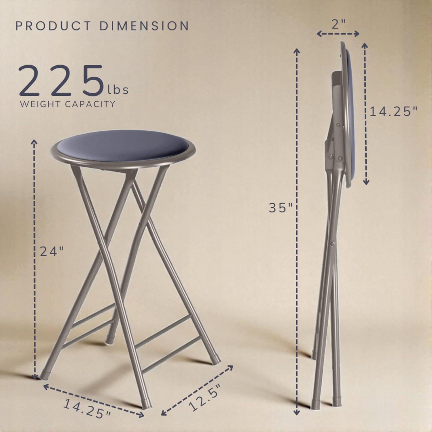 imageLavish Home Set of 4 Counter Height Bar Stools 24Inch Backless Folding Chairs with 225lb Capacity for Kitchen Rec Room or Game Room PinkGrey