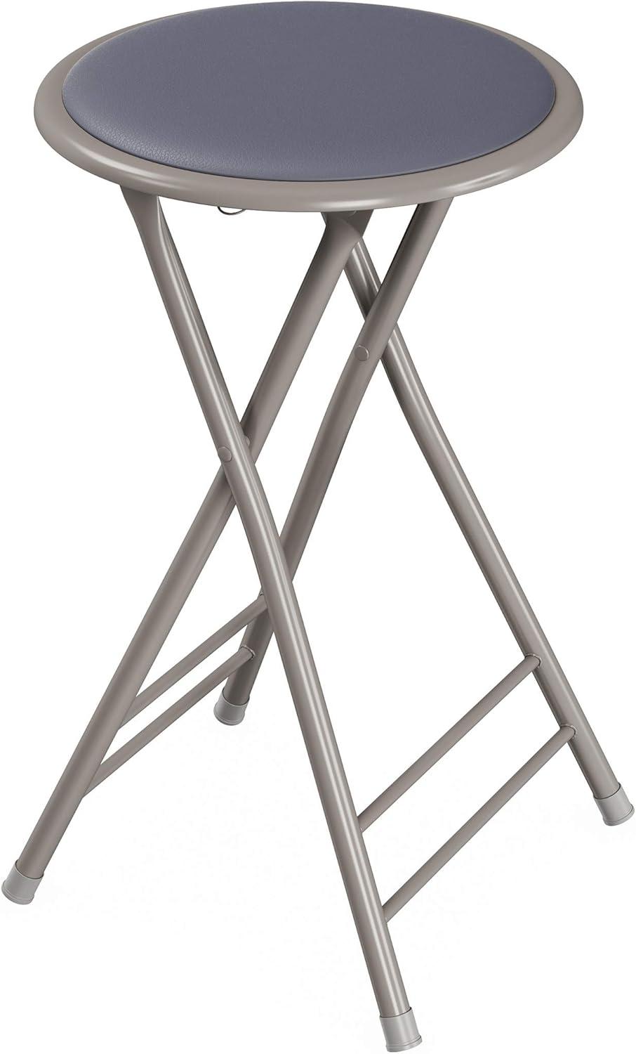 imageLavish Home Set of 4 Counter Height Bar Stools 24Inch Backless Folding Chairs with 225lb Capacity for Kitchen Rec Room or Game Room PinkGrey