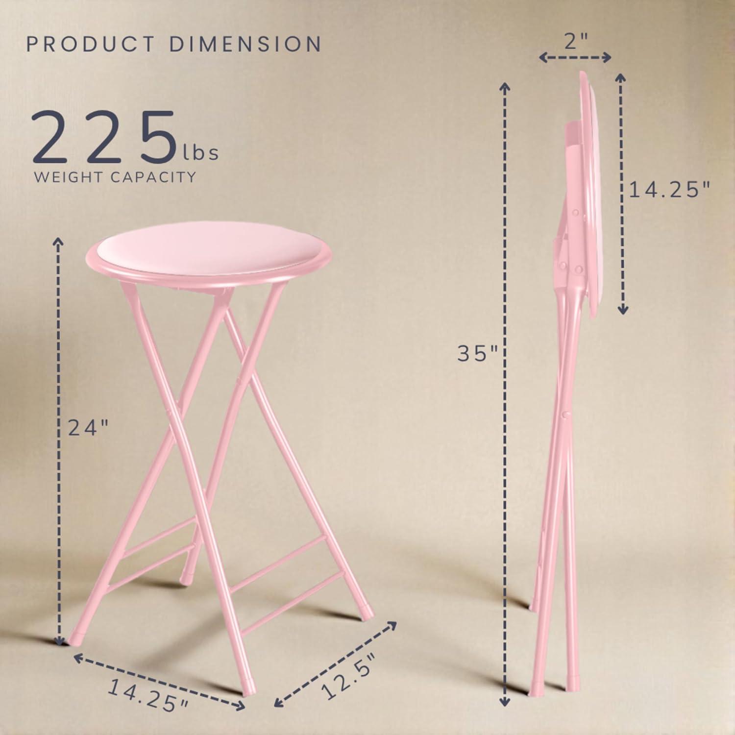 imageLavish Home Set of 4 Counter Height Bar Stools 24Inch Backless Folding Chairs with 225lb Capacity for Kitchen Rec Room or Game Room PinkPink