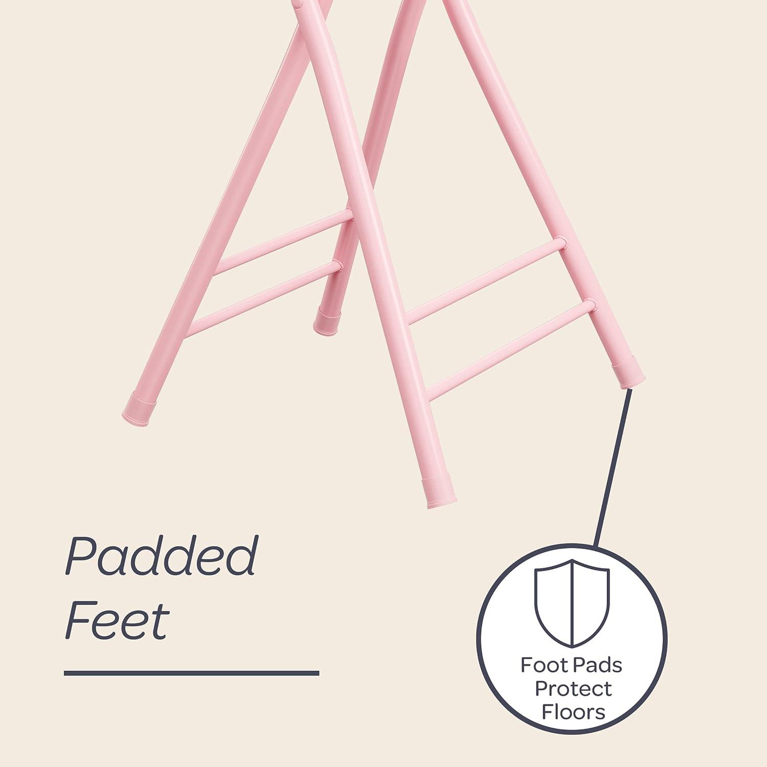 imageLavish Home Set of 4 Counter Height Bar Stools 24Inch Backless Folding Chairs with 225lb Capacity for Kitchen Rec Room or Game Room PinkPink