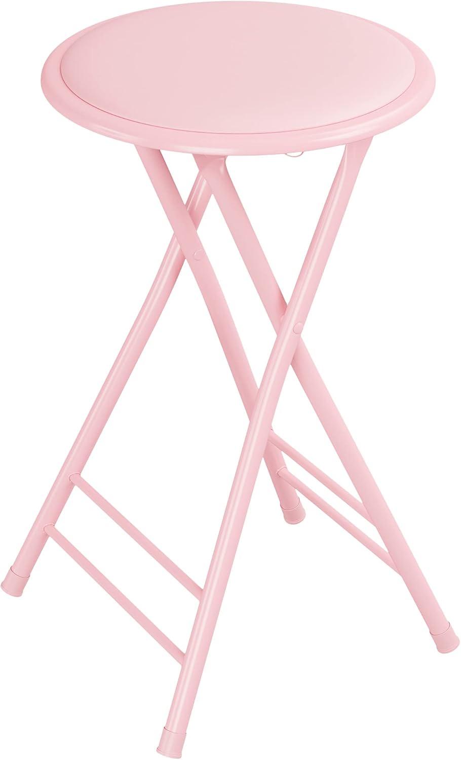 imageLavish Home Set of 4 Counter Height Bar Stools 24Inch Backless Folding Chairs with 225lb Capacity for Kitchen Rec Room or Game Room PinkPink