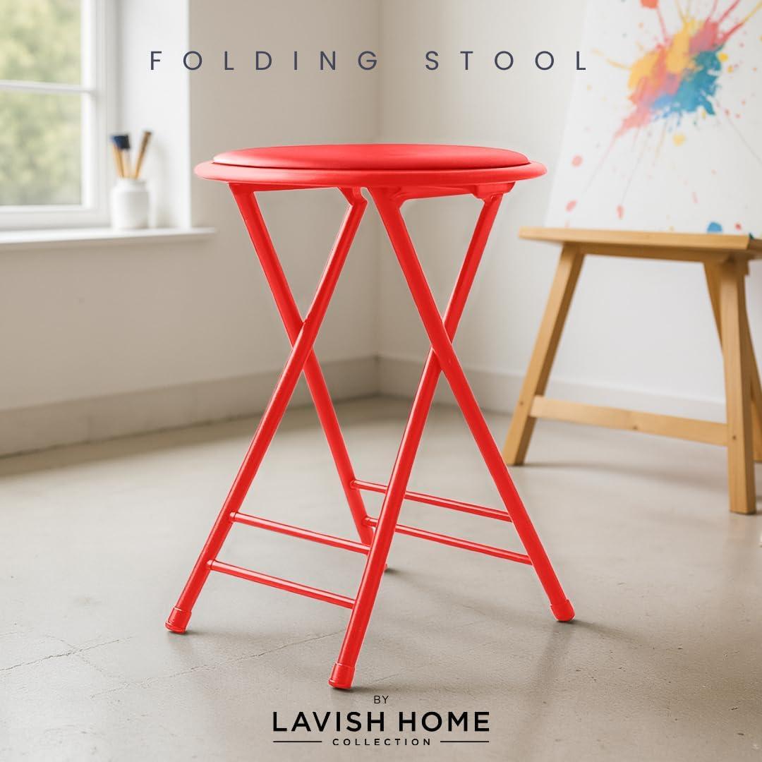 imageLavish Home Set of 4 Counter Height Bar Stools 24Inch Backless Folding Chairs with 225lb Capacity for Kitchen Rec Room or Game Room PinkRed