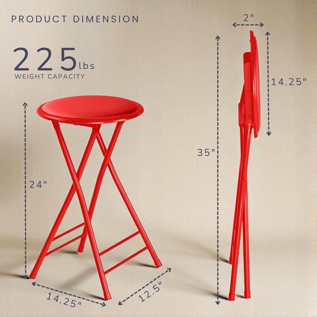 imageLavish Home Set of 4 Counter Height Bar Stools 24Inch Backless Folding Chairs with 225lb Capacity for Kitchen Rec Room or Game Room PinkRed