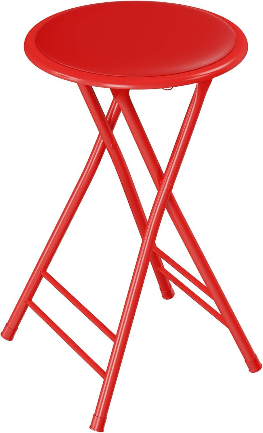 imageLavish Home Set of 4 Counter Height Bar Stools 24Inch Backless Folding Chairs with 225lb Capacity for Kitchen Rec Room or Game Room PinkRed