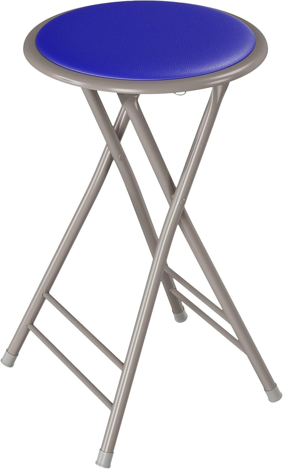 imageLavish Home Set of 4 Counter Height Bar Stools 24Inch Backless Folding Chairs with 225lb Capacity for Kitchen Rec Room or Game Room PinkRoyal Blue