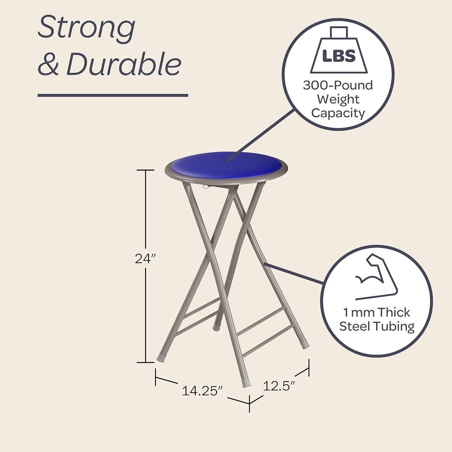 imageLavish Home Set of 4 Counter Height Bar Stools 24Inch Backless Folding Chairs with 225lb Capacity for Kitchen Rec Room or Game Room PinkRoyal Blue