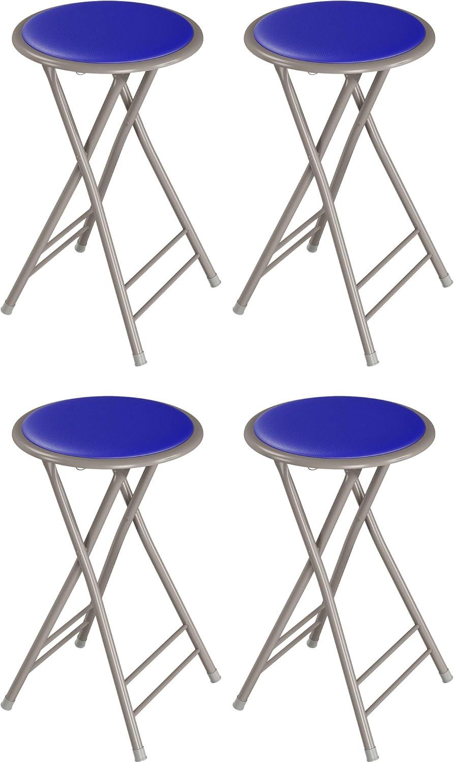 imageLavish Home Set of 4 Counter Height Bar Stools 24Inch Backless Folding Chairs with 225lb Capacity for Kitchen Rec Room or Game Room PinkRoyal Blue