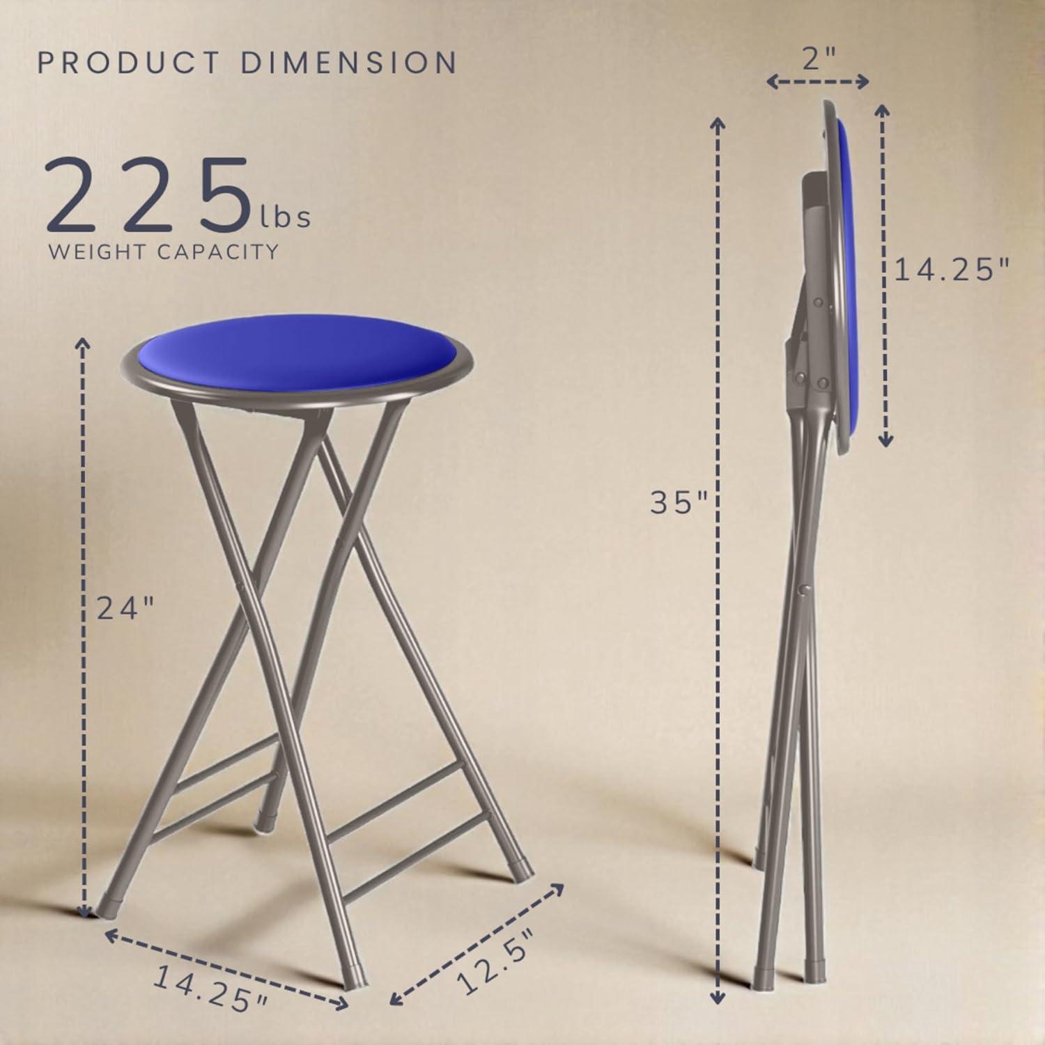 imageLavish Home Set of 4 Counter Height Bar Stools 24Inch Backless Folding Chairs with 225lb Capacity for Kitchen Rec Room or Game Room PinkRoyal Blue