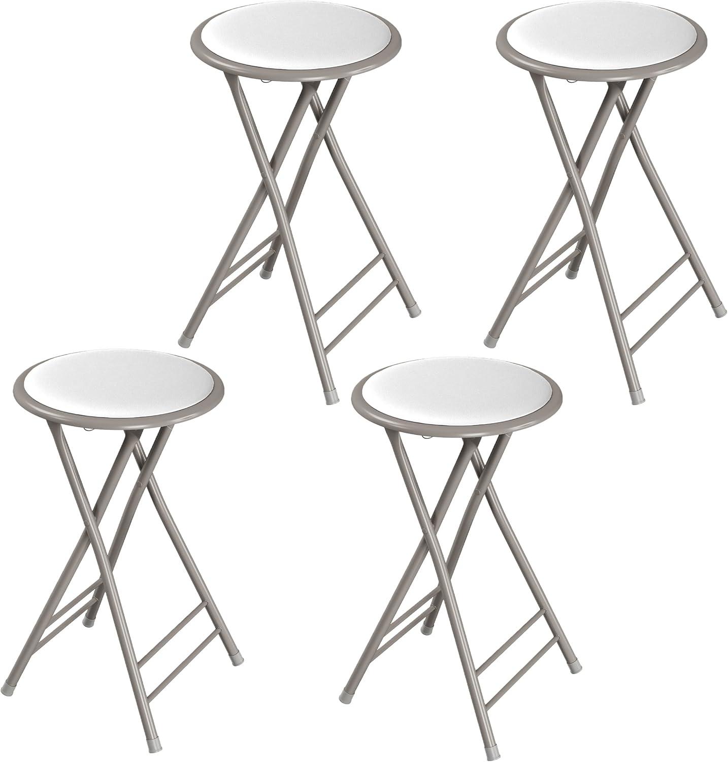 imageLavish Home Set of 4 Counter Height Bar Stools 24Inch Backless Folding Chairs with 225lb Capacity for Kitchen Rec Room or Game Room PinkWhite