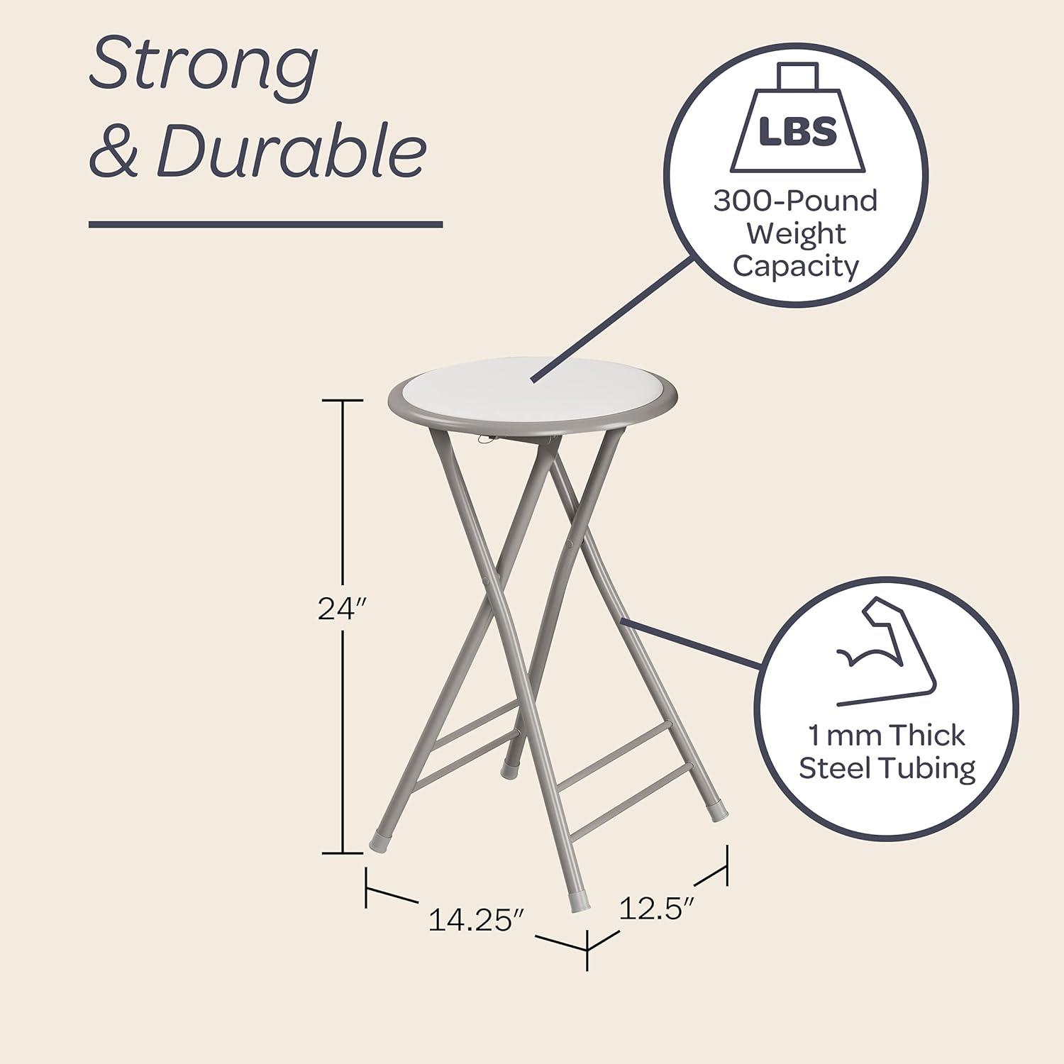 imageLavish Home Set of 4 Counter Height Bar Stools 24Inch Backless Folding Chairs with 225lb Capacity for Kitchen Rec Room or Game Room PinkWhite