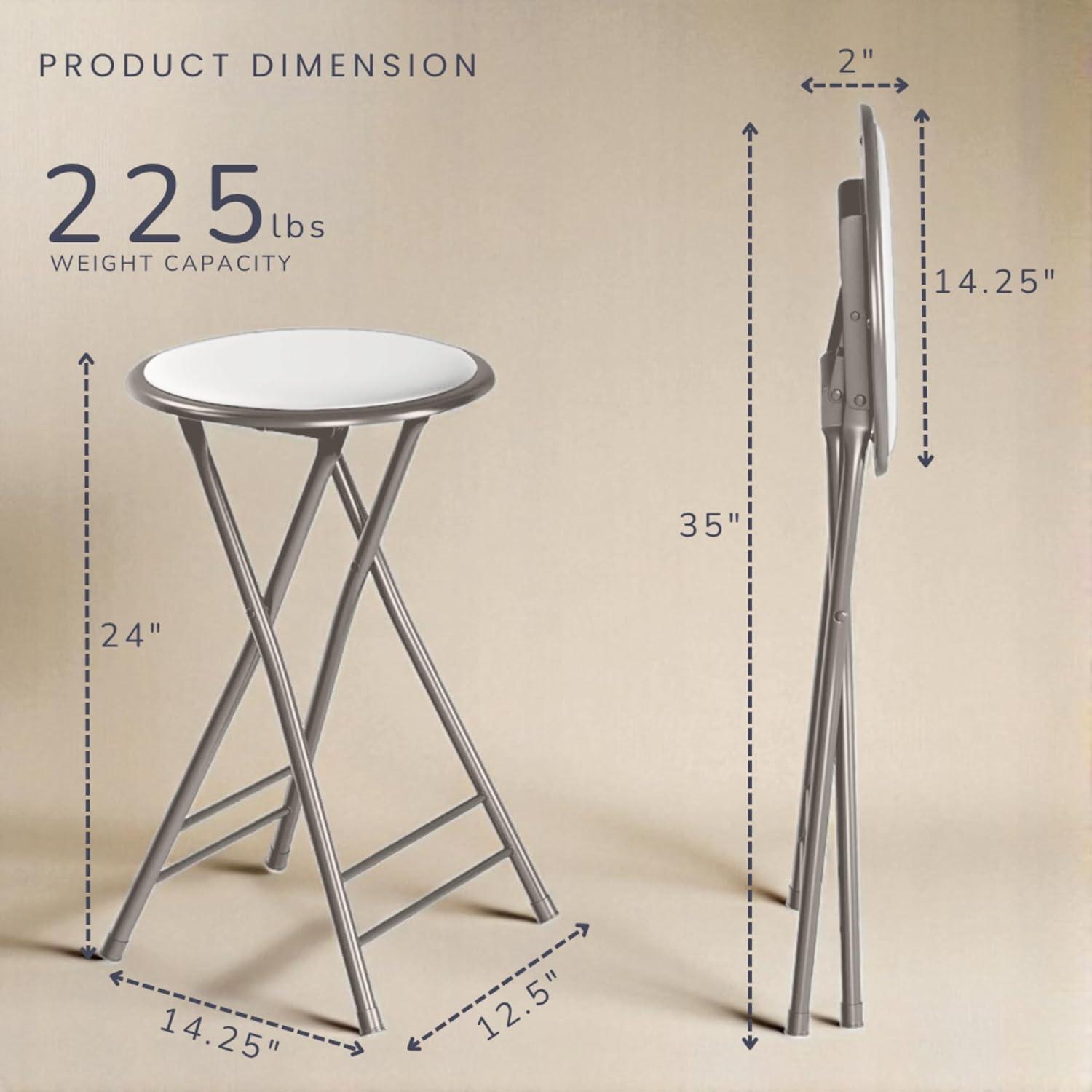 imageLavish Home Set of 4 Counter Height Bar Stools 24Inch Backless Folding Chairs with 225lb Capacity for Kitchen Rec Room or Game Room PinkWhite