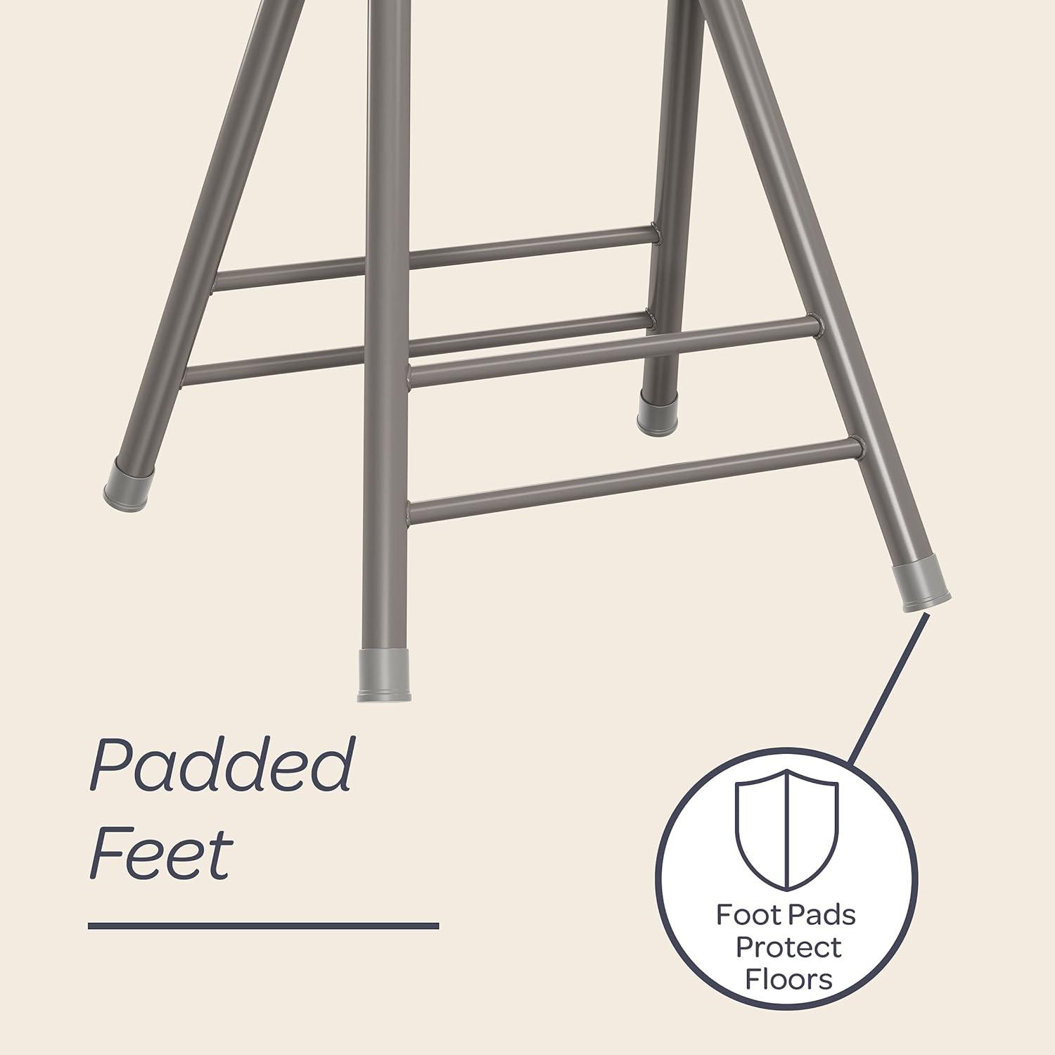 imageLavish Home Set of 4 Counter Height Bar Stools 24Inch Backless Folding Chairs with 225lb Capacity for Kitchen Rec Room or Game Room PinkWhite