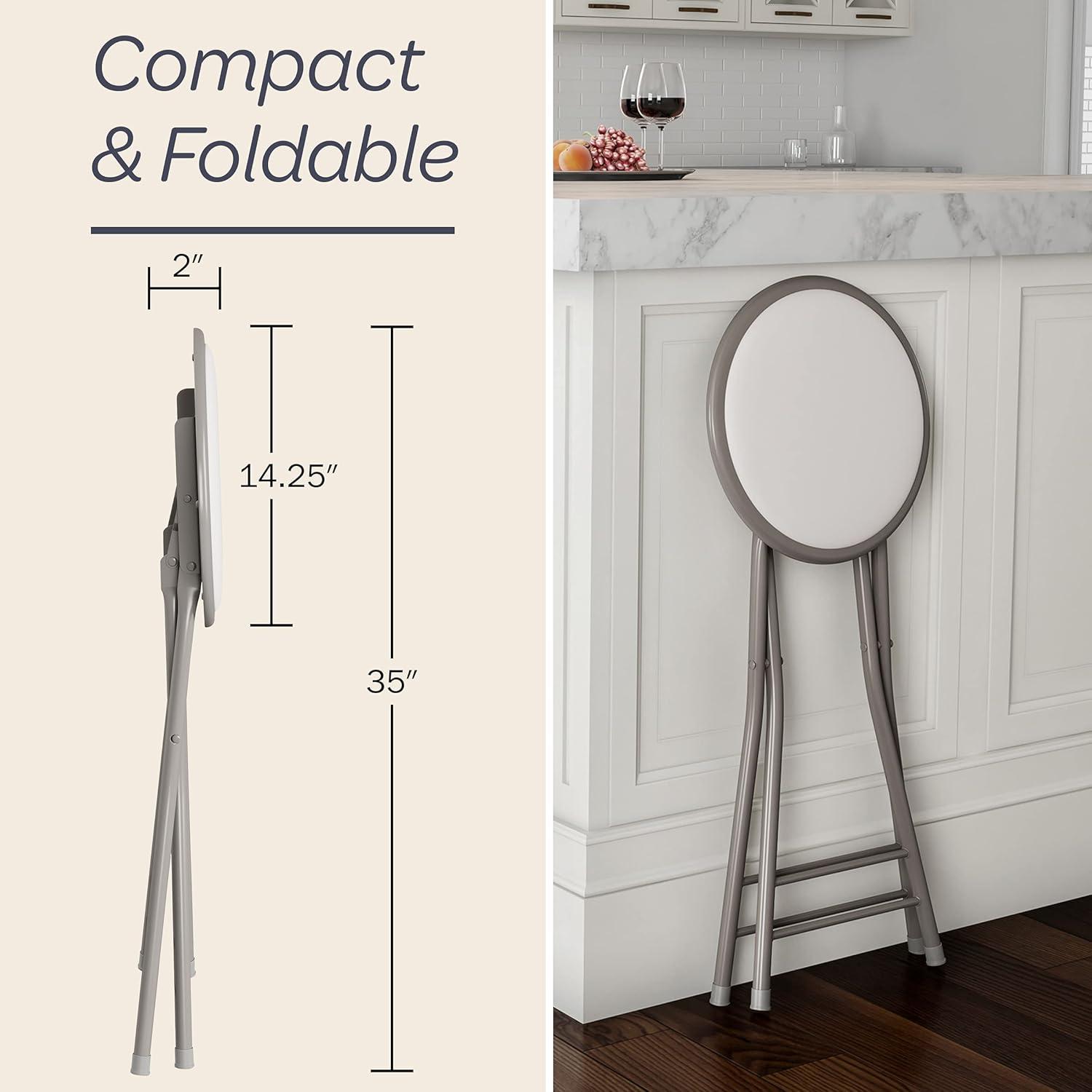 imageLavish Home Set of 4 Counter Height Bar Stools 24Inch Backless Folding Chairs with 225lb Capacity for Kitchen Rec Room or Game Room PinkWhite