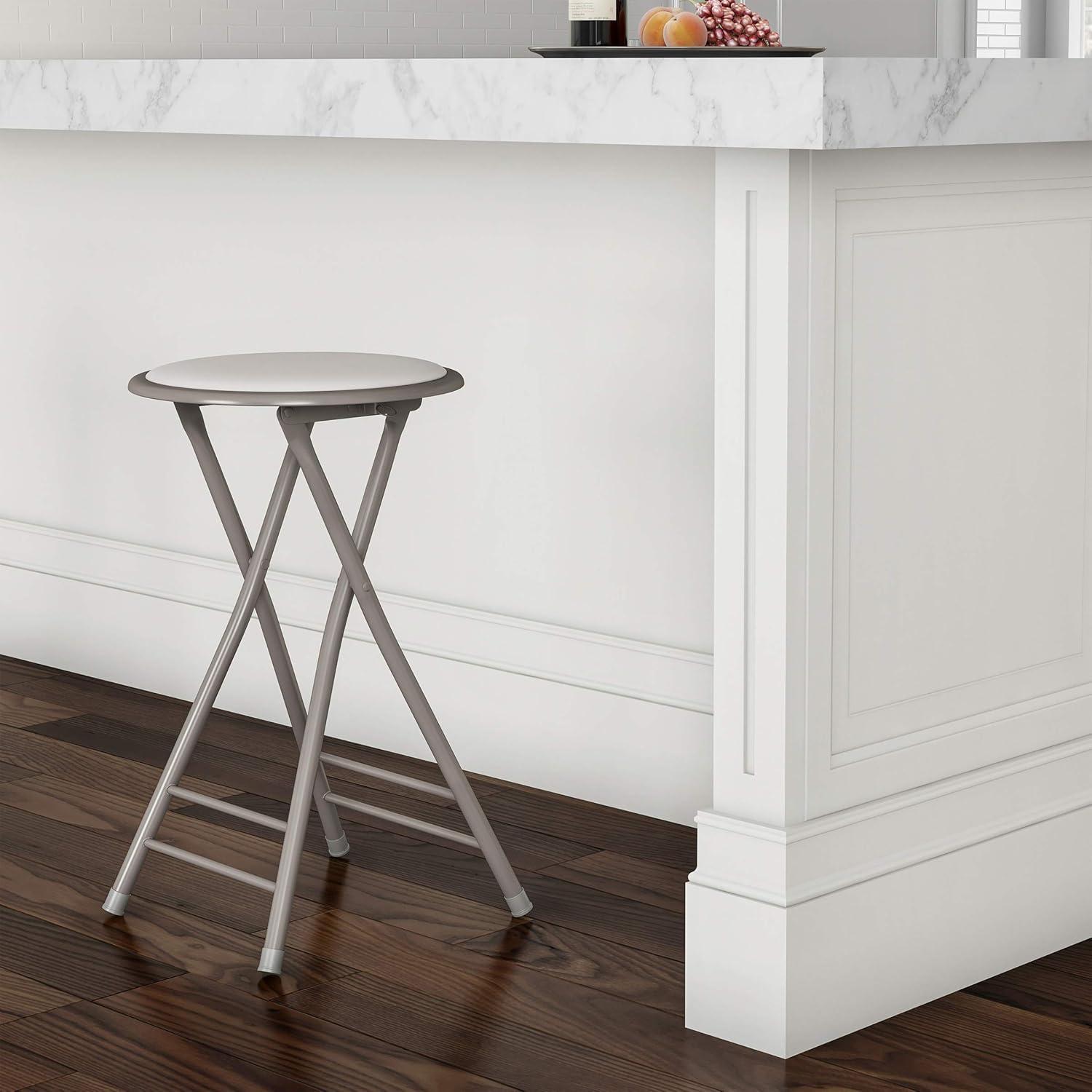imageLavish Home Set of 4 Counter Height Bar Stools 24Inch Backless Folding Chairs with 225lb Capacity for Kitchen Rec Room or Game Room PinkWhite