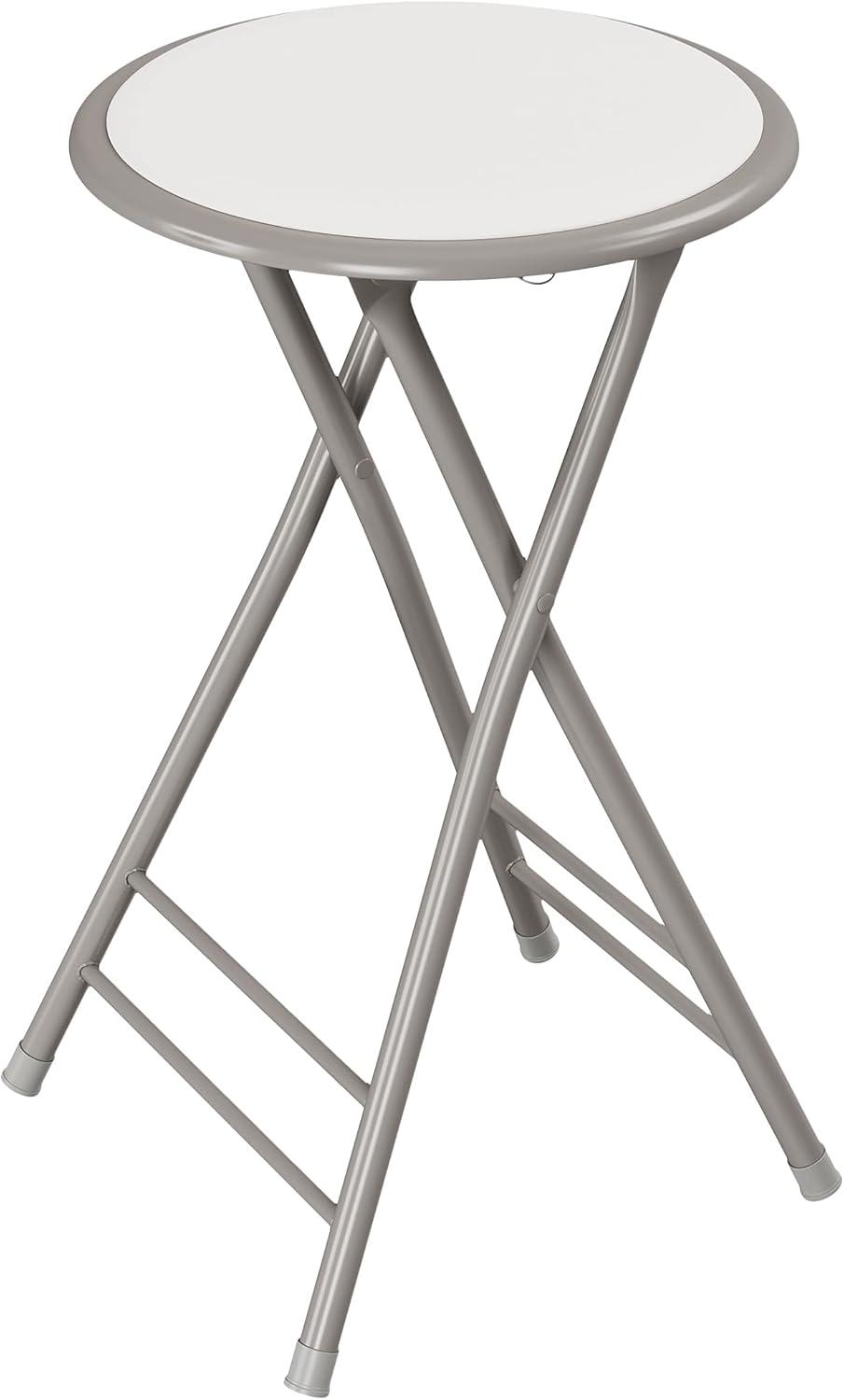 imageLavish Home Set of 4 Counter Height Bar Stools 24Inch Backless Folding Chairs with 225lb Capacity for Kitchen Rec Room or Game Room PinkWhite