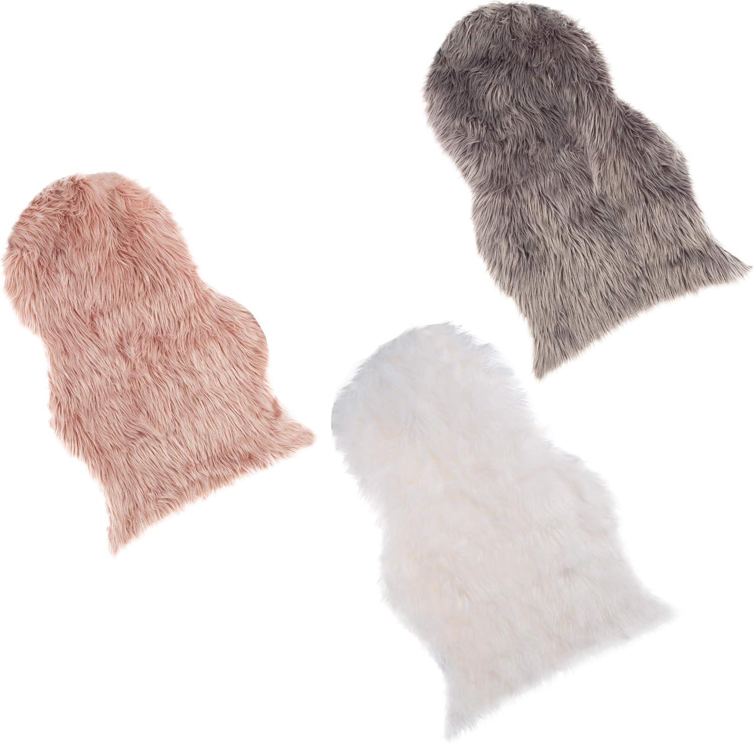 imageLavish Home Sheepskin Throw Rug Faux Fur 2x3Foot High Pile Soft and Plush Mat for Bedroom Kitchen Bathroom Nursery ampamp Office White