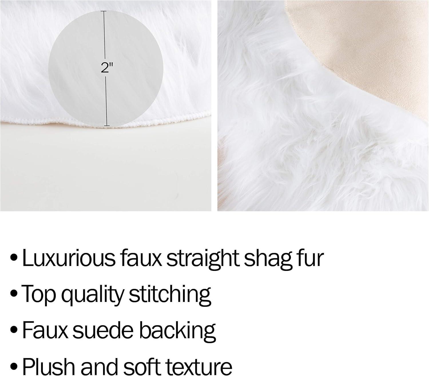 imageLavish Home Sheepskin Throw Rug Faux Fur 2x3Foot High Pile Soft and Plush Mat for Bedroom Kitchen Bathroom Nursery ampamp Office White