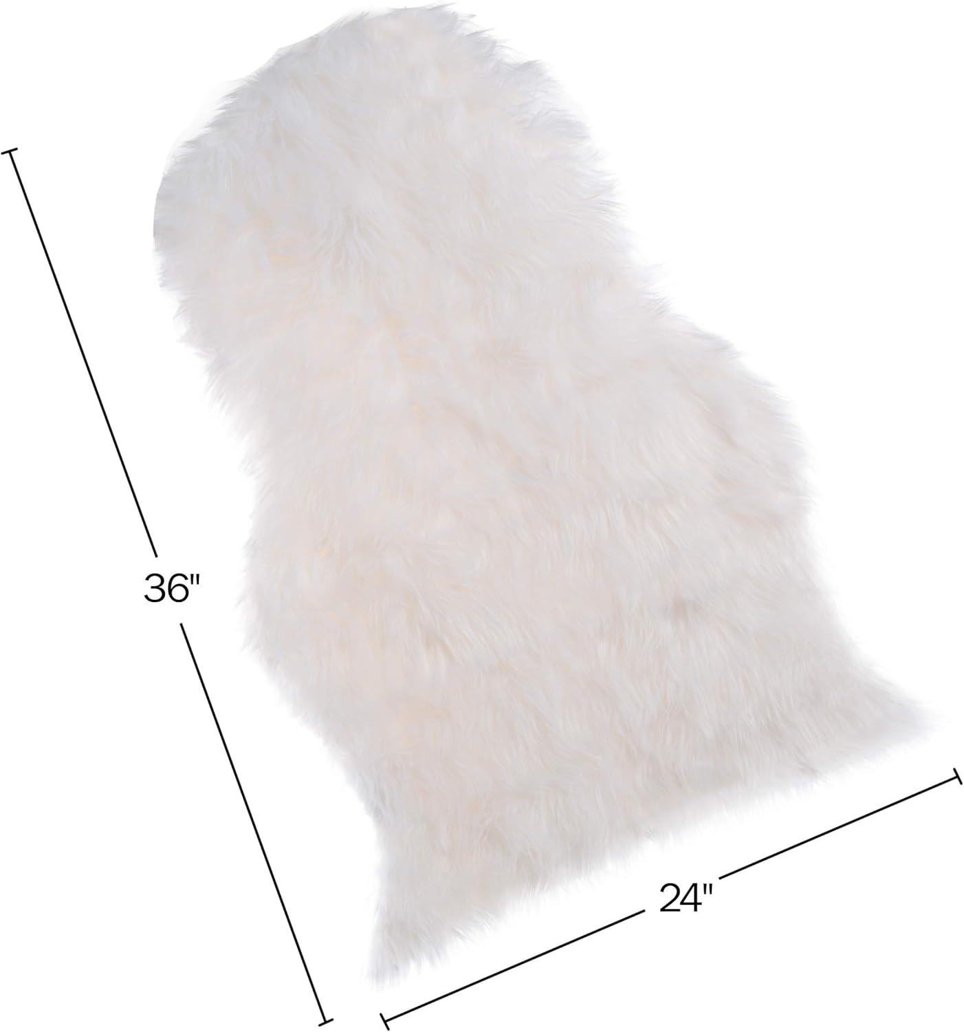 imageLavish Home Sheepskin Throw Rug Faux Fur 2x3Foot High Pile Soft and Plush Mat for Bedroom Kitchen Bathroom Nursery ampamp Office White