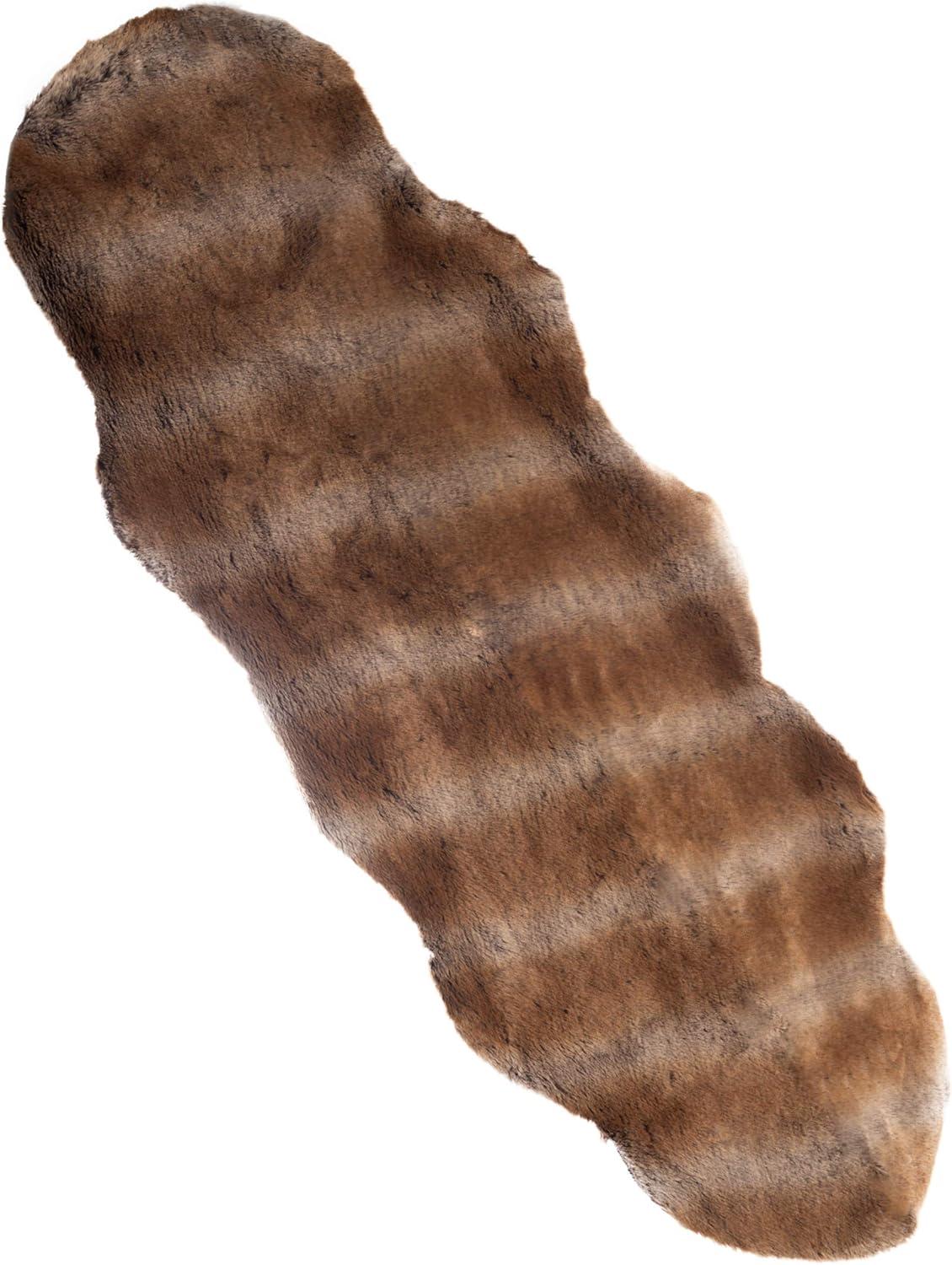 imageLavish Home Sheepskin Throw Rug Faux Sable Fur 2x5Foot Runner Ombre Brown Plush Mat for Bedroom Living Room Den ampamp Office