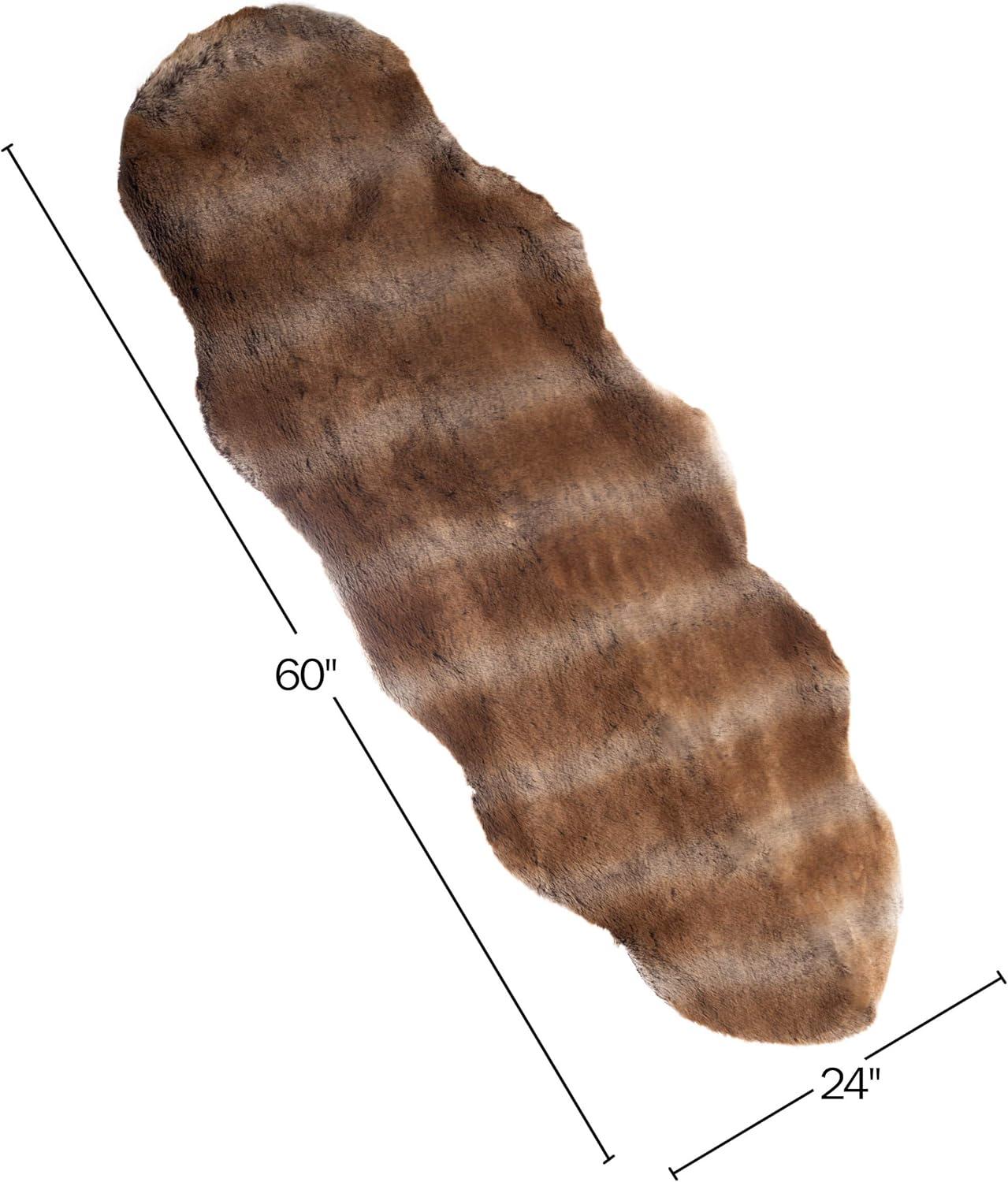 imageLavish Home Sheepskin Throw Rug Faux Sable Fur 2x5Foot Runner Ombre Brown Plush Mat for Bedroom Living Room Den ampamp Office