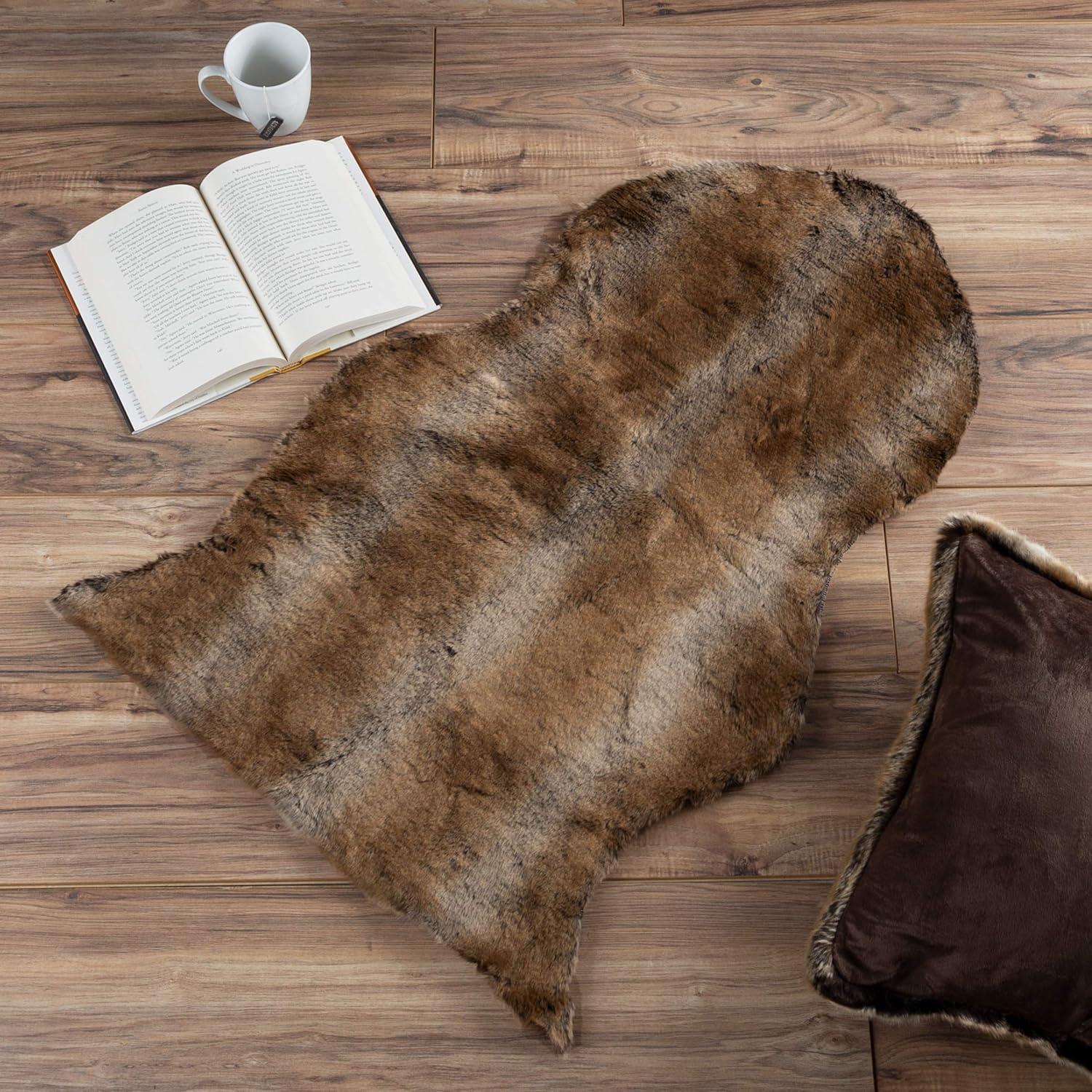 imageLavish Home Sheepskin Throw Rug Faux Fur 2x3Foot High Pile Soft and Plush Mat for Bedroom Kitchen Bathroom Nursery ampamp Office2 x 3 Oval