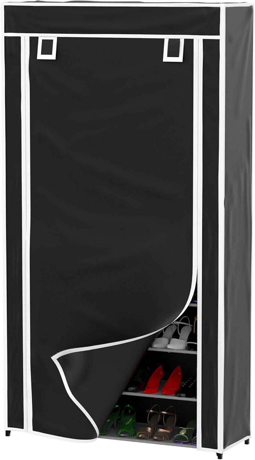 imageLavish Home Shoe Storage Rack 9Tier Shoe Rack with Cover for Dust and Metal Frame Freestanding Vertical Footwear Storage Cabinet Organizer Black