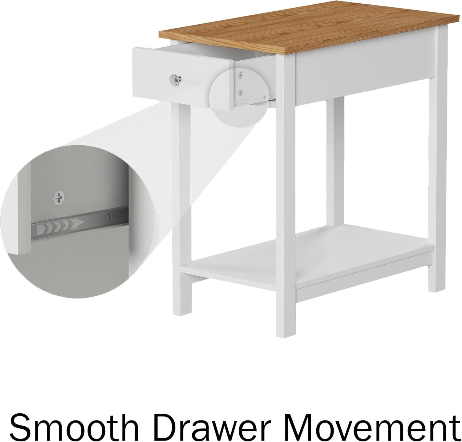 imageLavish Home Side DrawerNarrow End Table with Storage Shelf WhiteSingle