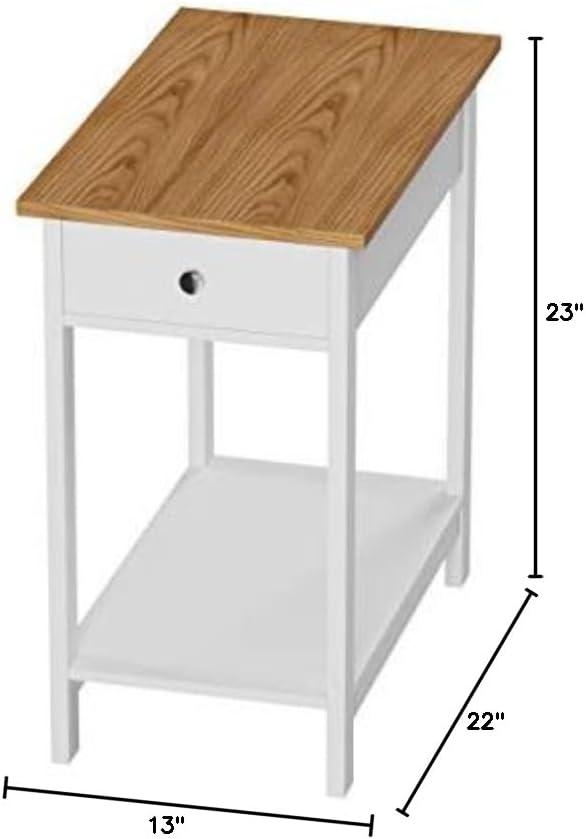 imageLavish Home Side DrawerNarrow End Table with Storage Shelf WhiteSingle