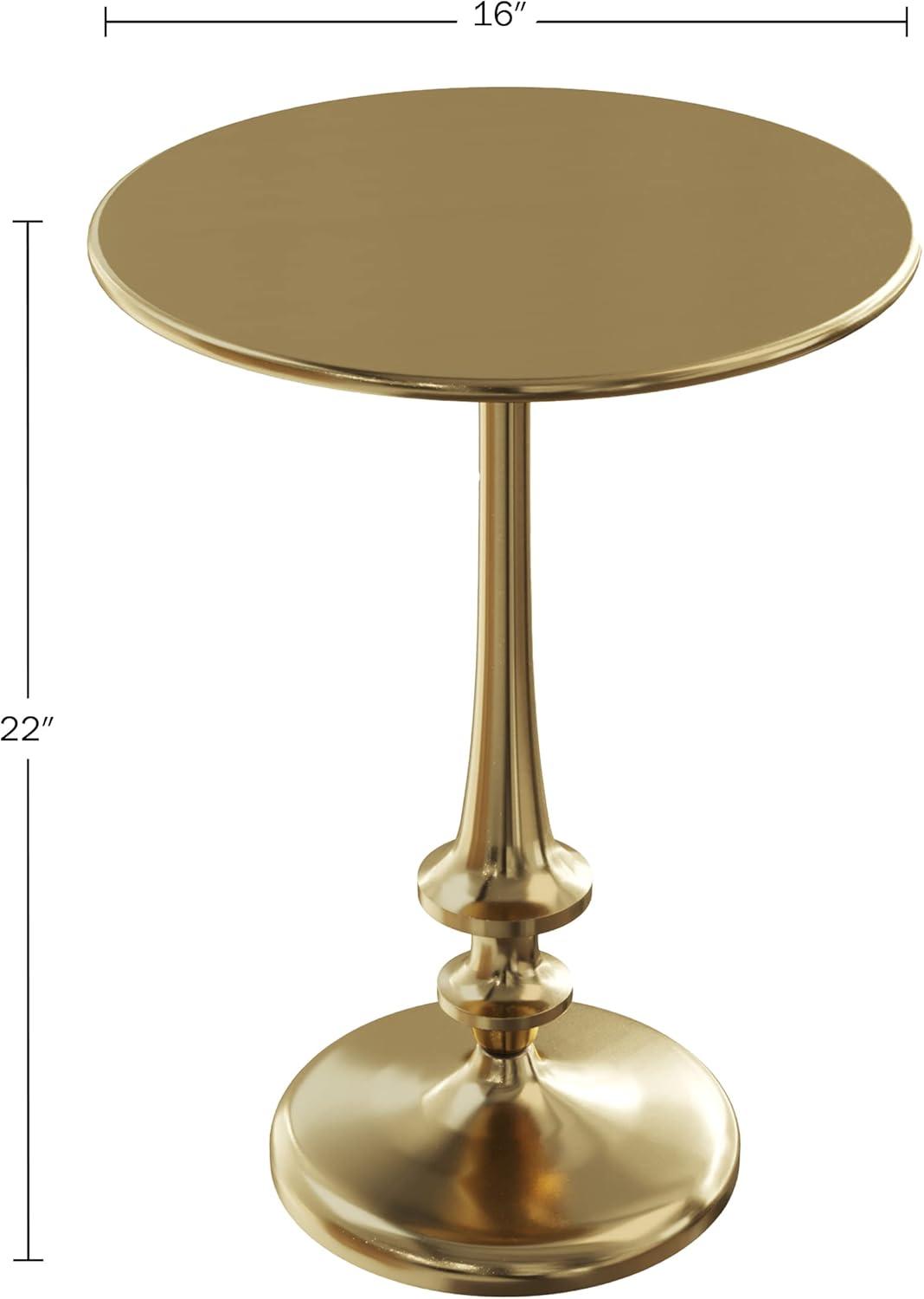 imageLavish Home Side Table Mango Wood Pedestal Table with White Distressing for Couch Loveseat Entryway or Bed Farmhouse Living Room FurnitureAntiqued Gold