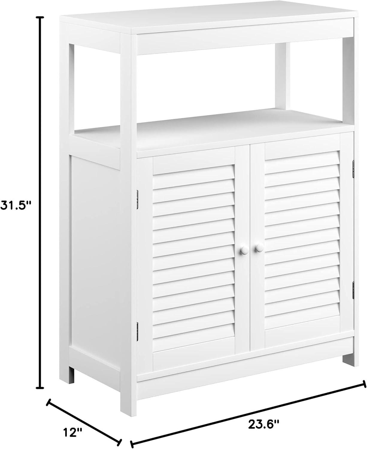 imageLavish Home Storage Cabinet with Double Doors Freestanding Kitchen Laundry Room or Restroom Organizer with Cupboard and Open Shelf White