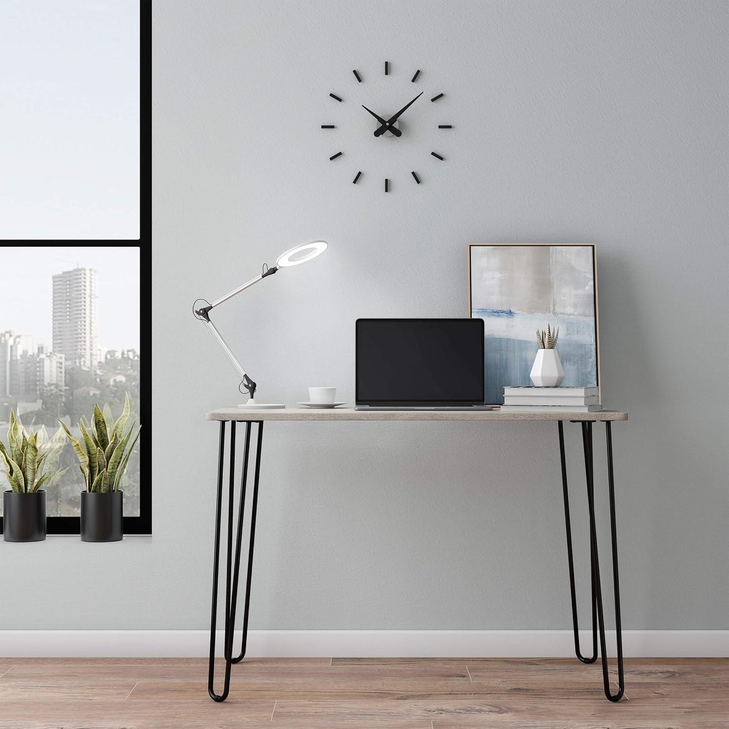 imageLavish Home Swing Arm Architect Task Lamp with Clamp LED Ring LightStepless DimmingHigh CRI 95Eye Friendly Light for Reading Drafting ampamp OfficeFreestanding