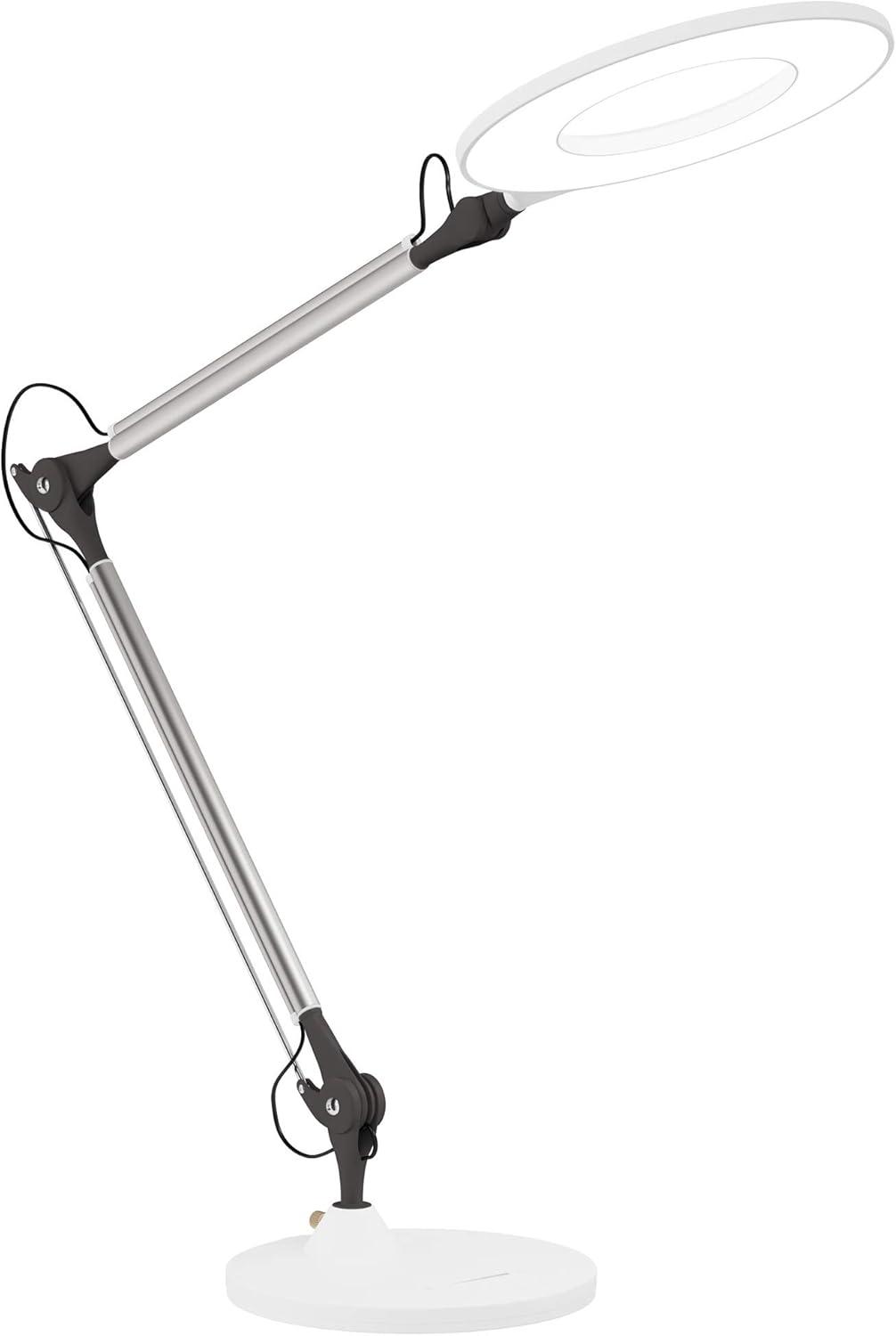 imageLavish Home Swing Arm Architect Task Lamp with Clamp LED Ring LightStepless DimmingHigh CRI 95Eye Friendly Light for Reading Drafting ampamp OfficeFreestanding