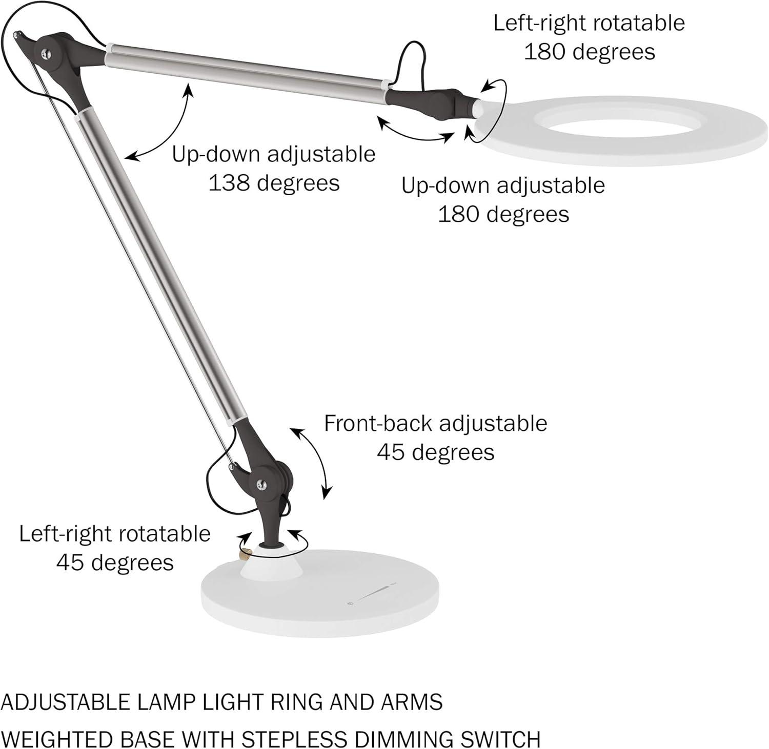 imageLavish Home Swing Arm Architect Task Lamp with Clamp LED Ring LightStepless DimmingHigh CRI 95Eye Friendly Light for Reading Drafting ampamp OfficeFreestanding