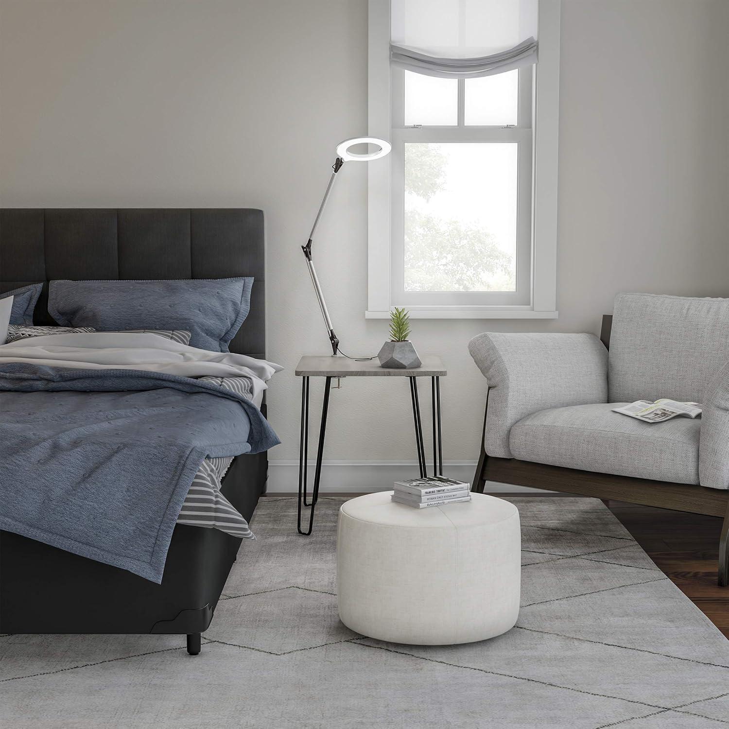 imageLavish Home Swing Arm Architect Task Lamp with Clamp LED Ring LightStepless DimmingHigh CRI 95Eye Friendly Light for Reading Drafting ampamp OfficeMetal Clamp