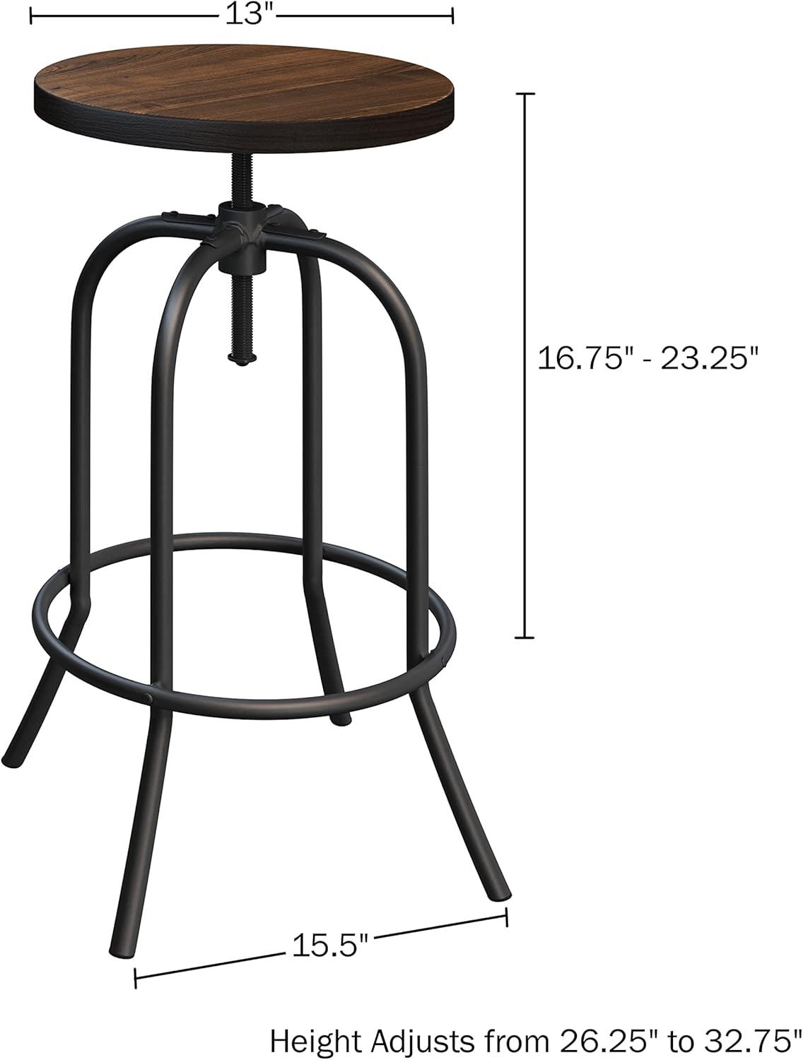 imageLavish Home Swivel Bar Stools Set of 2 Adjustable Barstools for Counter or Bar Height with Round Wood Seat and Iron Tube Frame for Kitchen BrownSet of 2