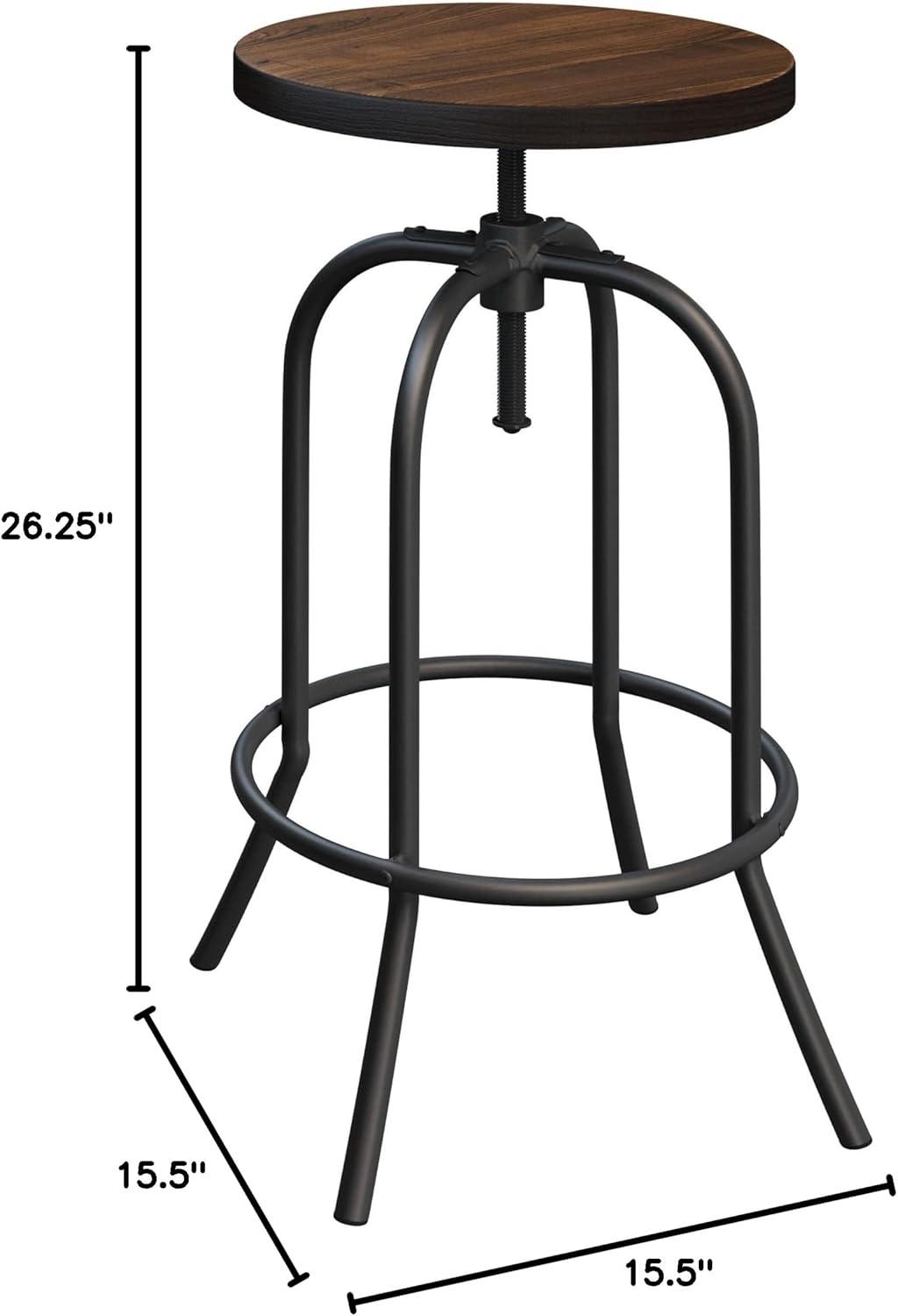 imageLavish Home Swivel Bar Stools Set of 2 Adjustable Barstools for Counter or Bar Height with Round Wood Seat and Iron Tube Frame for Kitchen BrownSet of 1