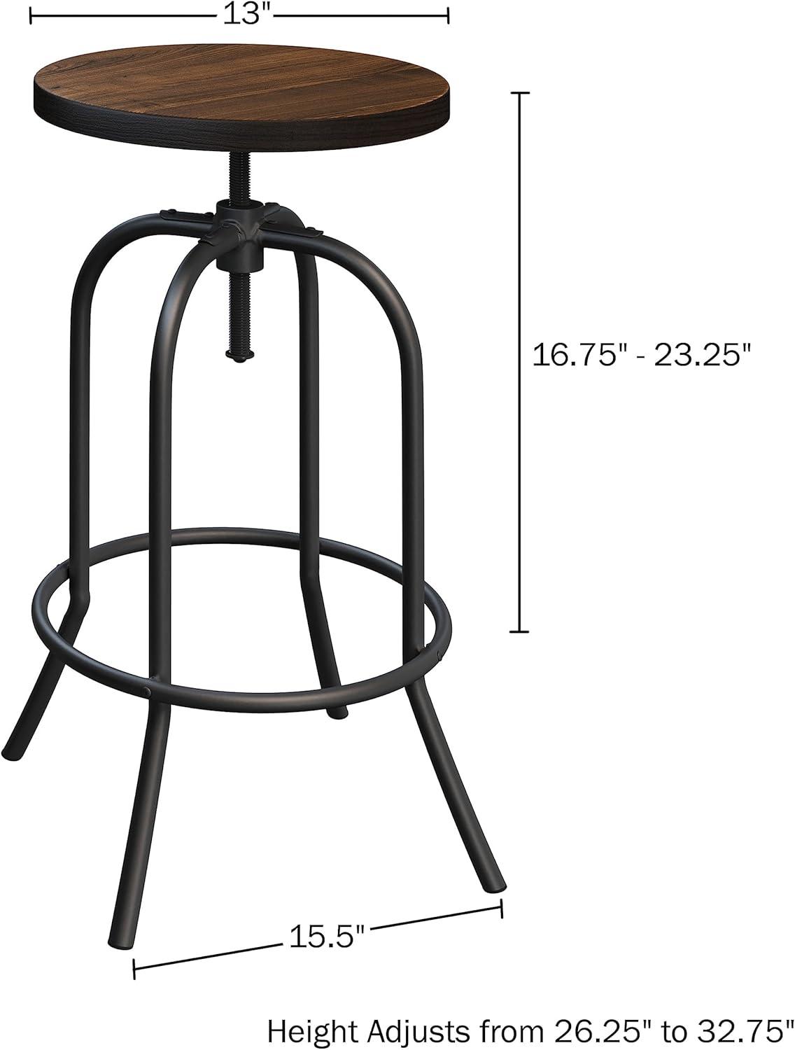 imageLavish Home Swivel Bar Stools Set of 2 Adjustable Barstools for Counter or Bar Height with Round Wood Seat and Iron Tube Frame for Kitchen BrownSet of 1