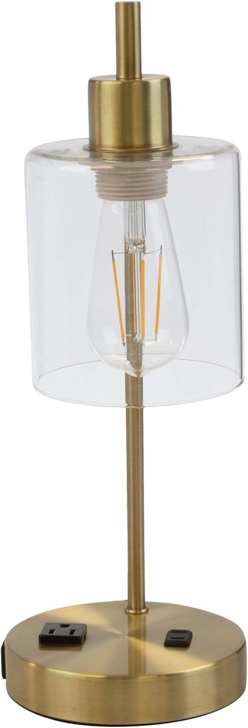 imageLavish Home Table Lamp Industrial Lamp with USB Charge Ports Touch Control and Edison Bulb for Living Room Office or Bedroom Decor BlackGold Single Lamp