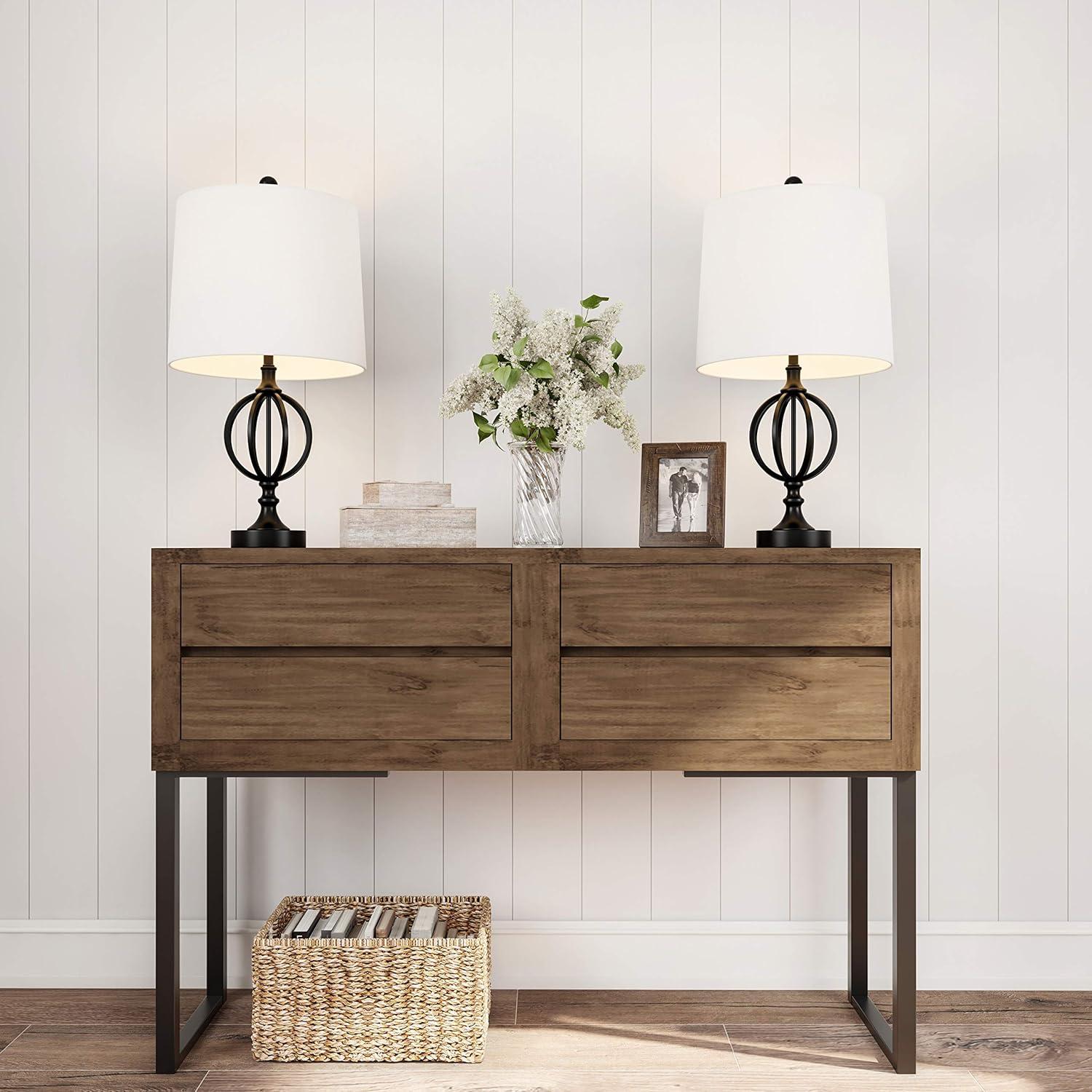 imageLavish Home Table Lamps Set of 2 Openwork Iron Orb Lights Bulbs and Shades IncludedModern Rustic Style Perfect Accent Pieces for Any Home Dcor