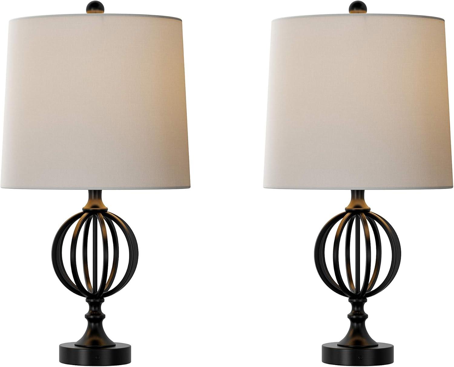 imageLavish Home Table Lamps Set of 2 Openwork Iron Orb Lights Bulbs and Shades IncludedModern Rustic Style Perfect Accent Pieces for Any Home DecorSmall Open Cage Lamp