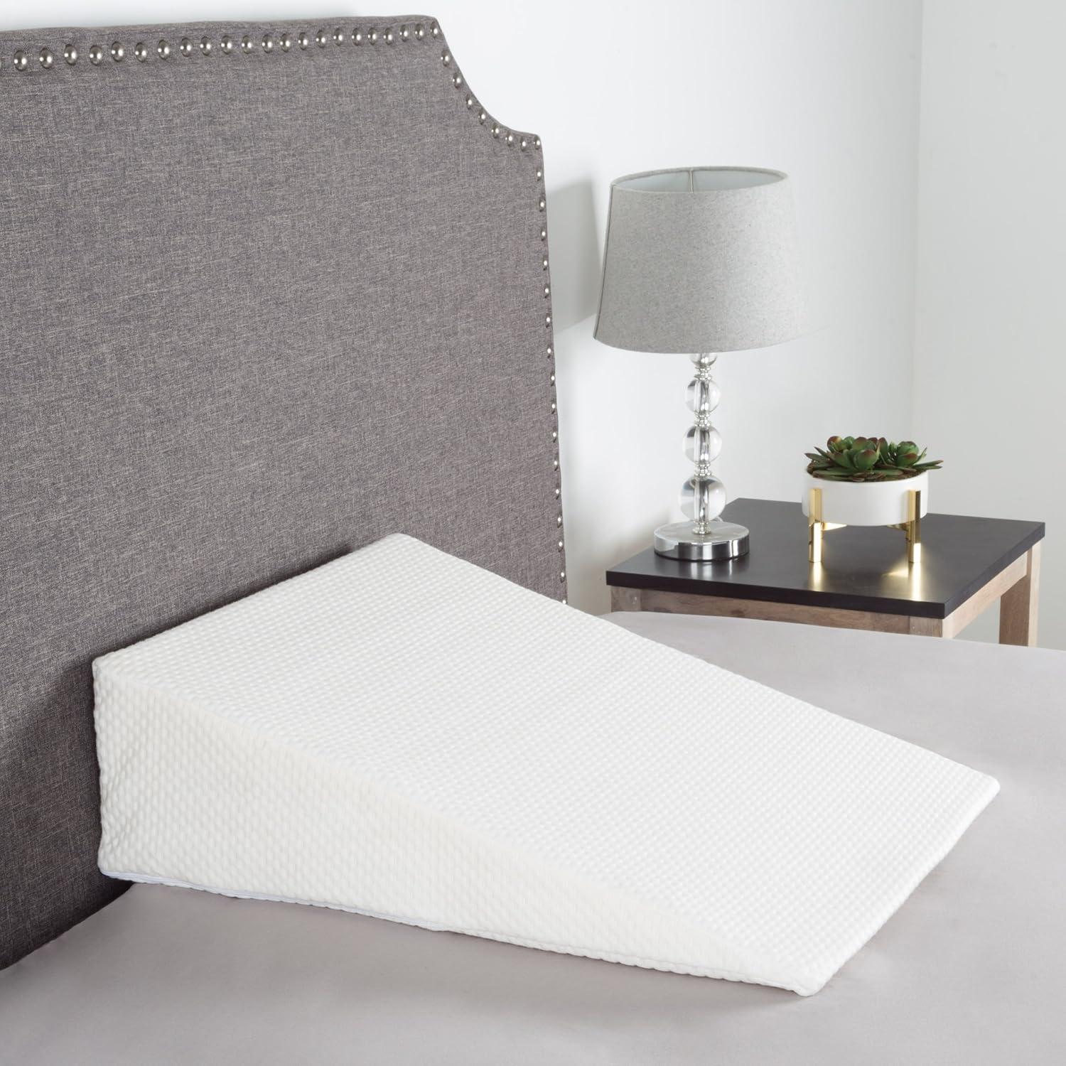 imageLavish Home Wedge PillowMemory Foam Pillow with Bamboo Fiber CoverGreat for Heartburn Acid Reflux Snoring Back Pain and Better Sleep IVORY