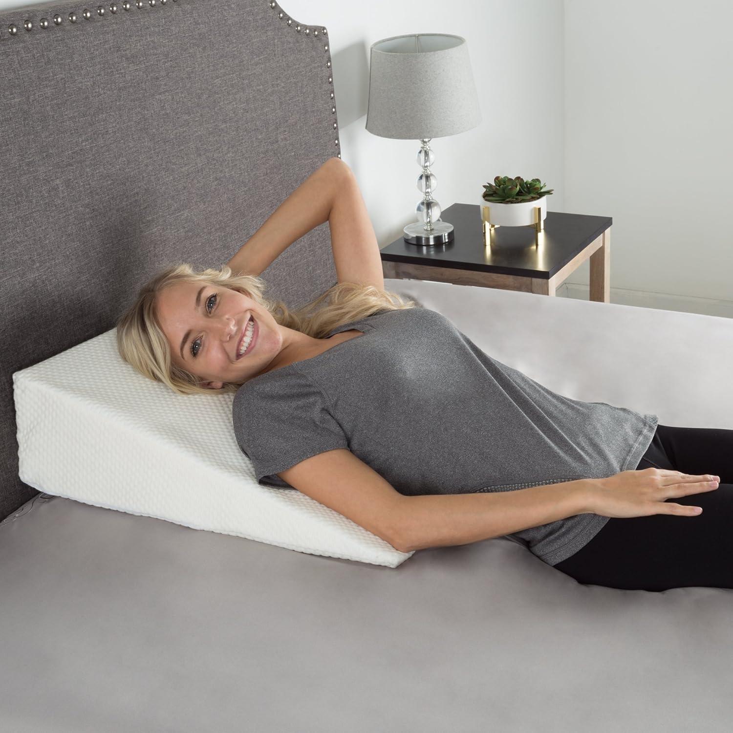 imageLavish Home Wedge PillowMemory Foam Pillow with Bamboo Fiber CoverGreat for Heartburn Acid Reflux Snoring Back Pain and Better Sleep IVORY
