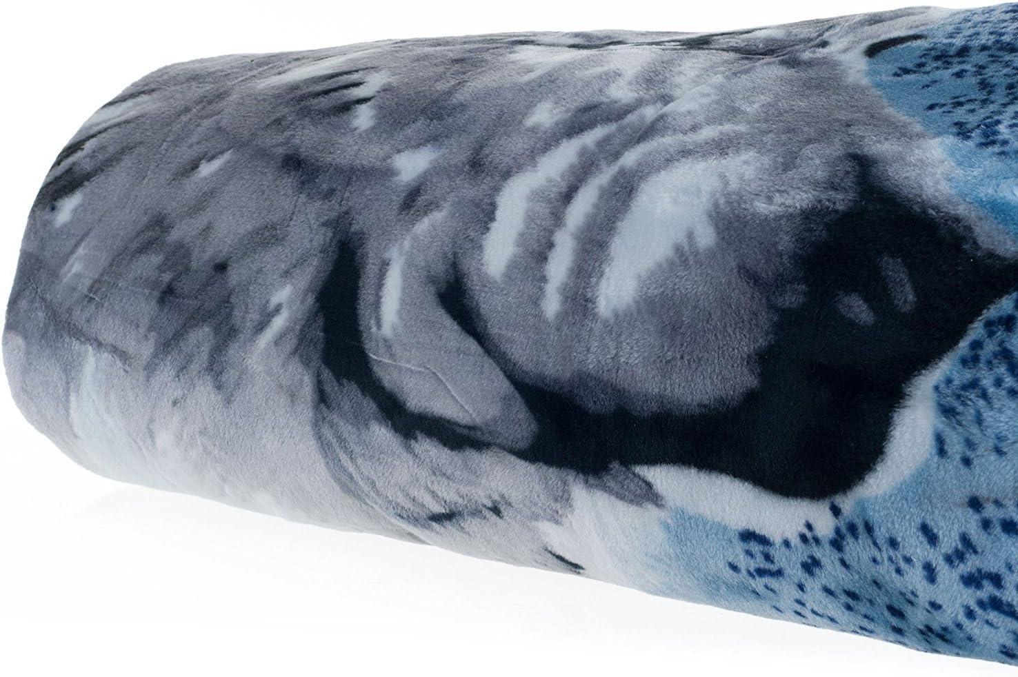 imageLavish Home Wolf Blanket 74x91inch Printed Winter Wolf Blanket Plush Thick 75lb Faux Mink Queen Throw for Couch Sofa or BedMulticolor