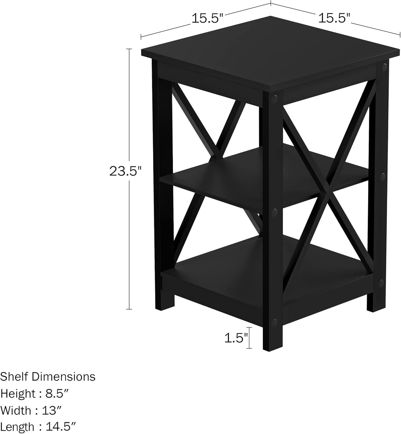 imageLavish Home Wooden End Table Modern Style Sofa Side Table with XLeg Design and Two Shelves Small Furniture for Living Room or Bedroom GrayBlack Set of 2