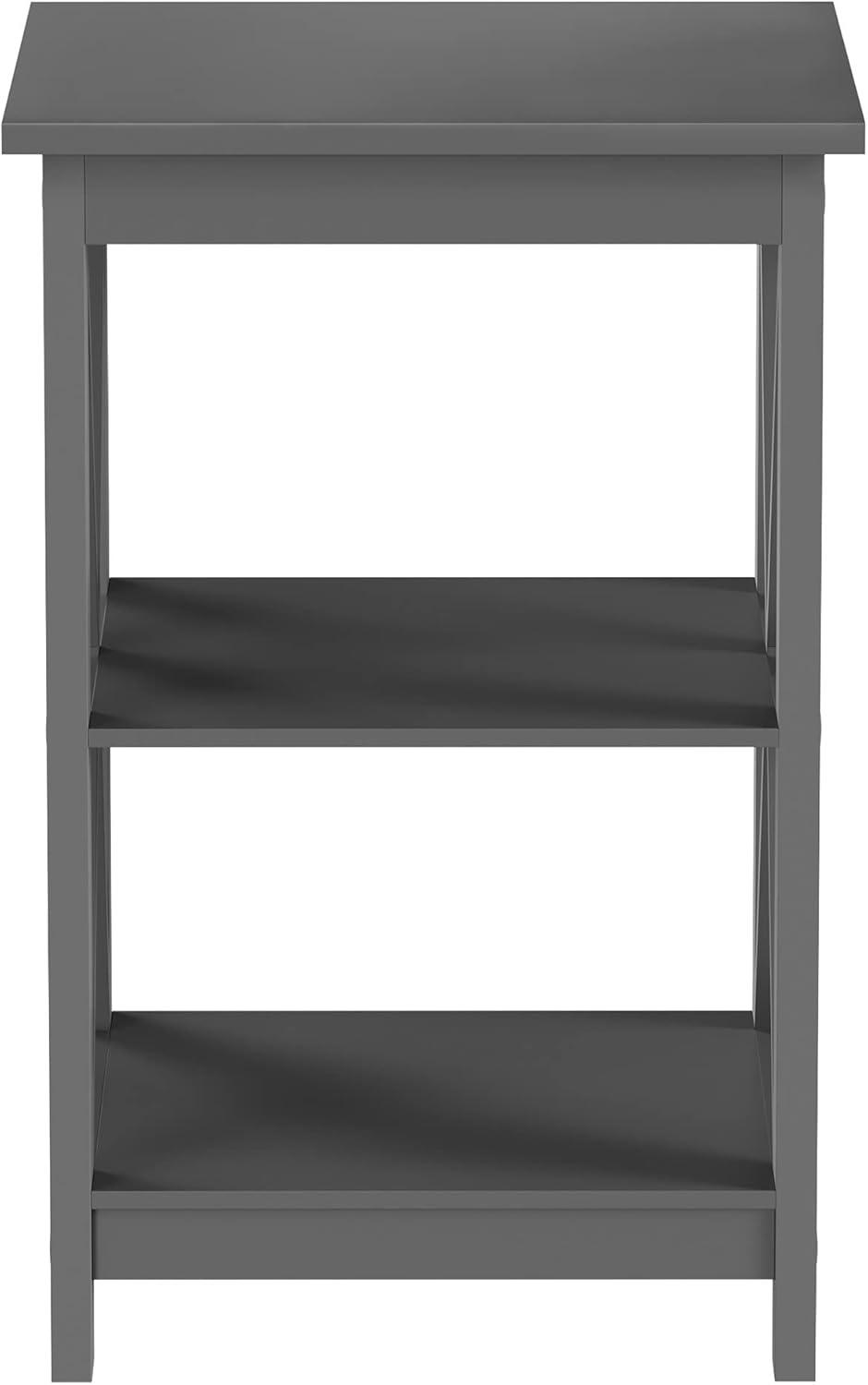 imageLavish Home Wooden End Table Modern Style Sofa Side Table with XLeg Design and Two Shelves Small Furniture for Living Room or Bedroom GrayGrey